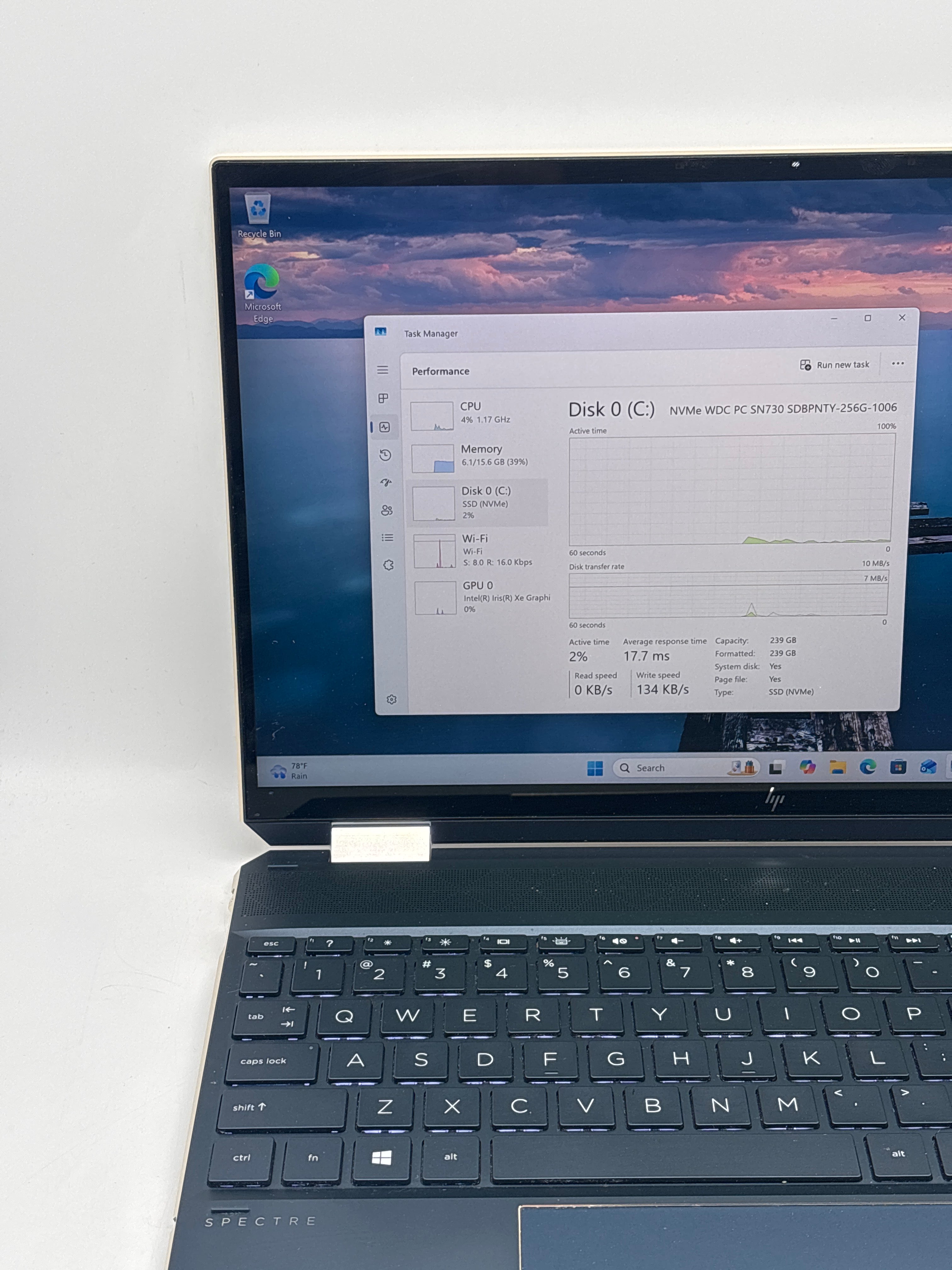 HP Spectre x360 15t-eb100 2-in-1 i7-1165G7 16GB RAM 256GB SSD Used