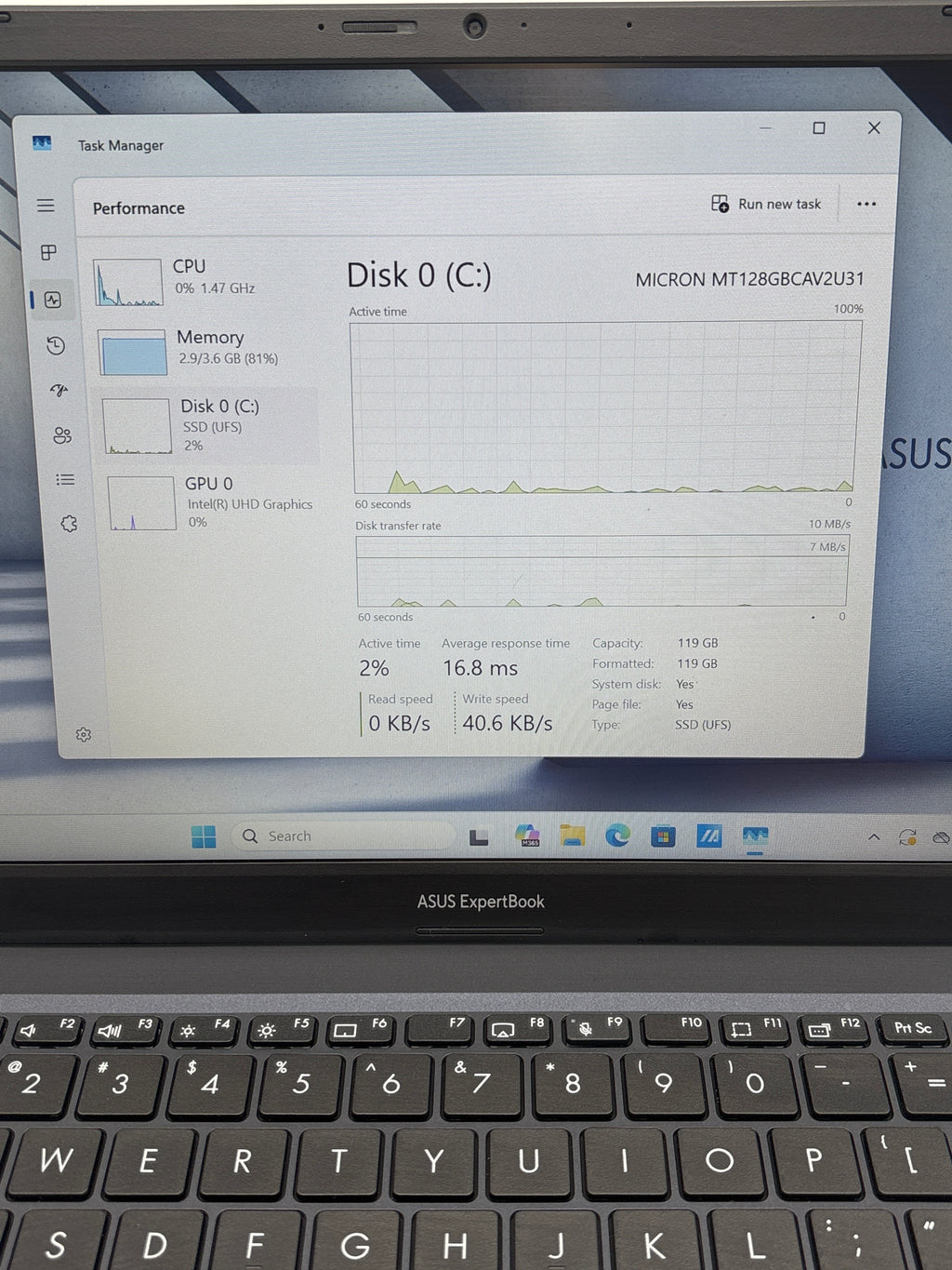 Asus Expertbook B1402CG Intel N100 4GB RAM 128GB SSD