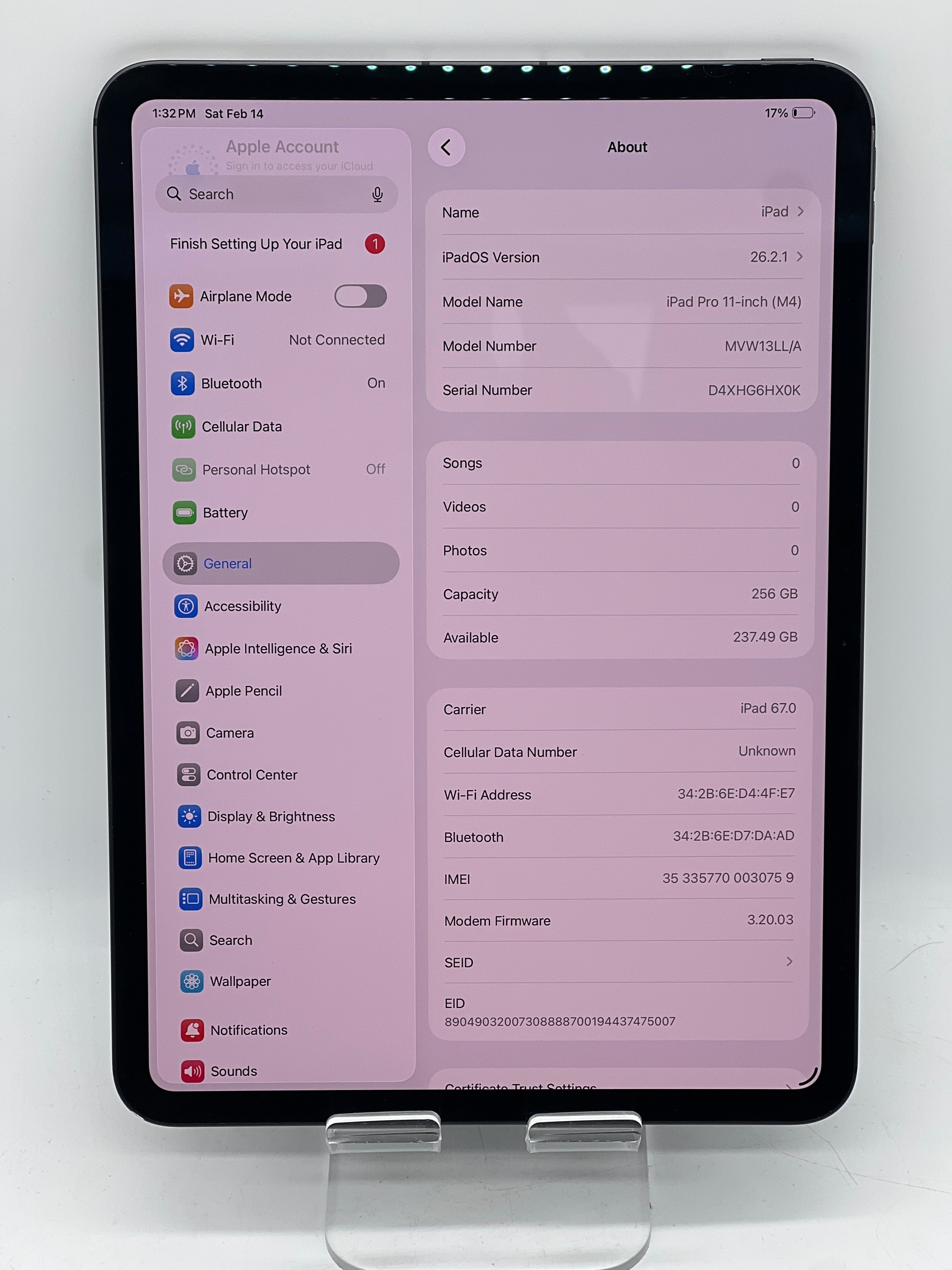Apple iPad Pro 11" M4 A2837 WIFI + Cellular 256GB Unlocked Gray - Used with Box