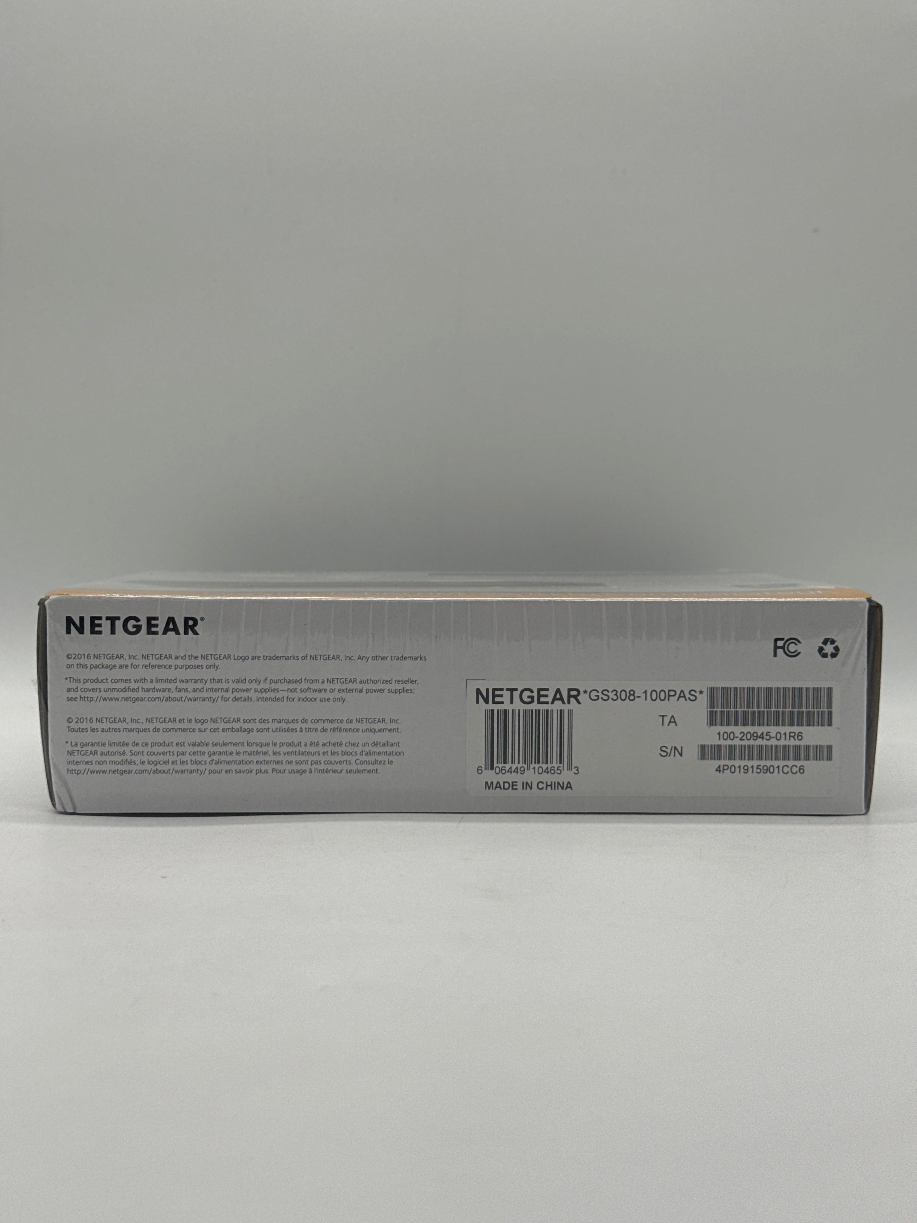 NETGEAR 8-Port Gigabit Ethernet Switch Model GS308-100PAS - New In Box