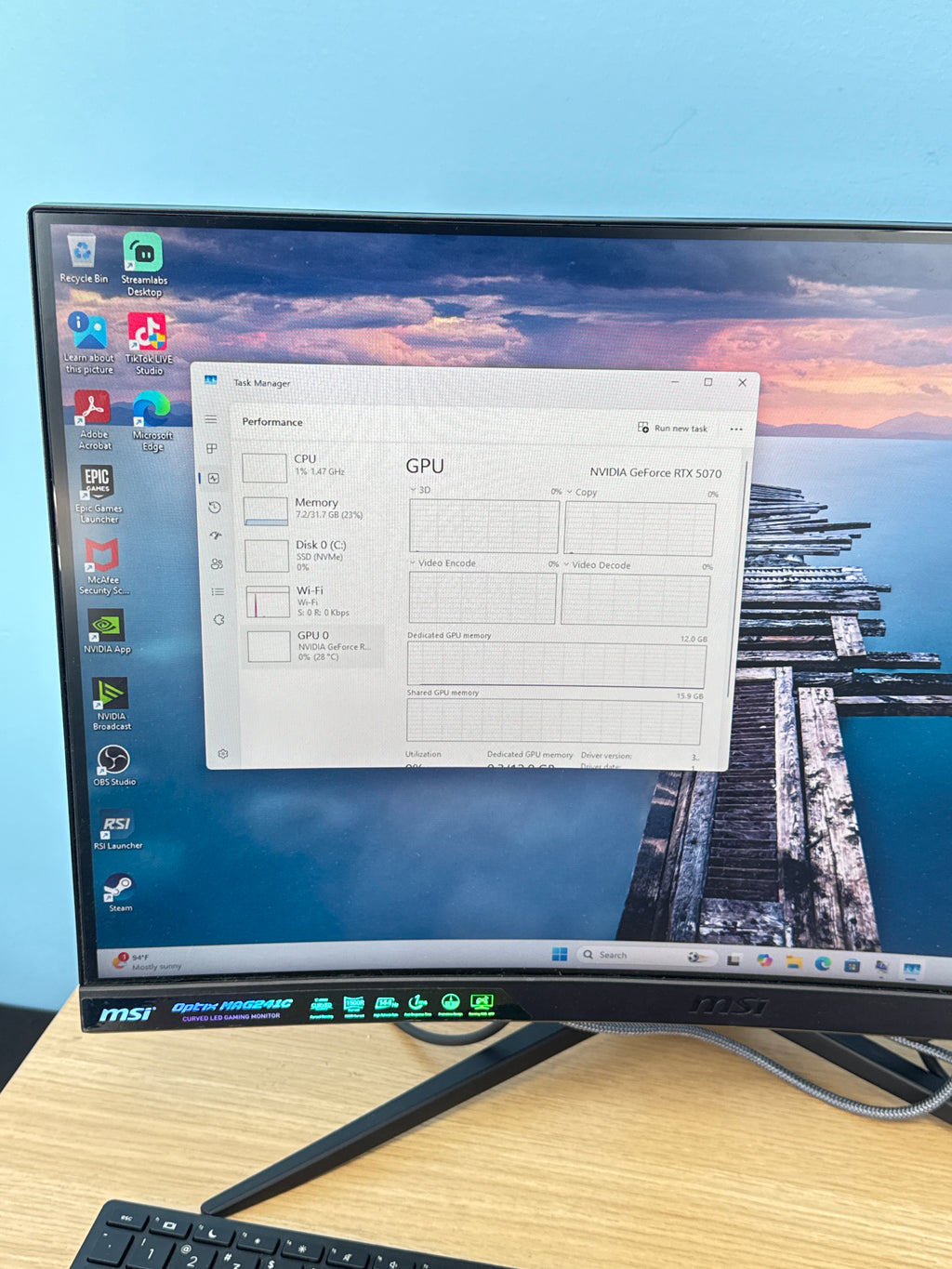CyberpowerPC C-Series i7-14700F 32GB RAM DDR5 2TB SSD RTX 5070 - Used