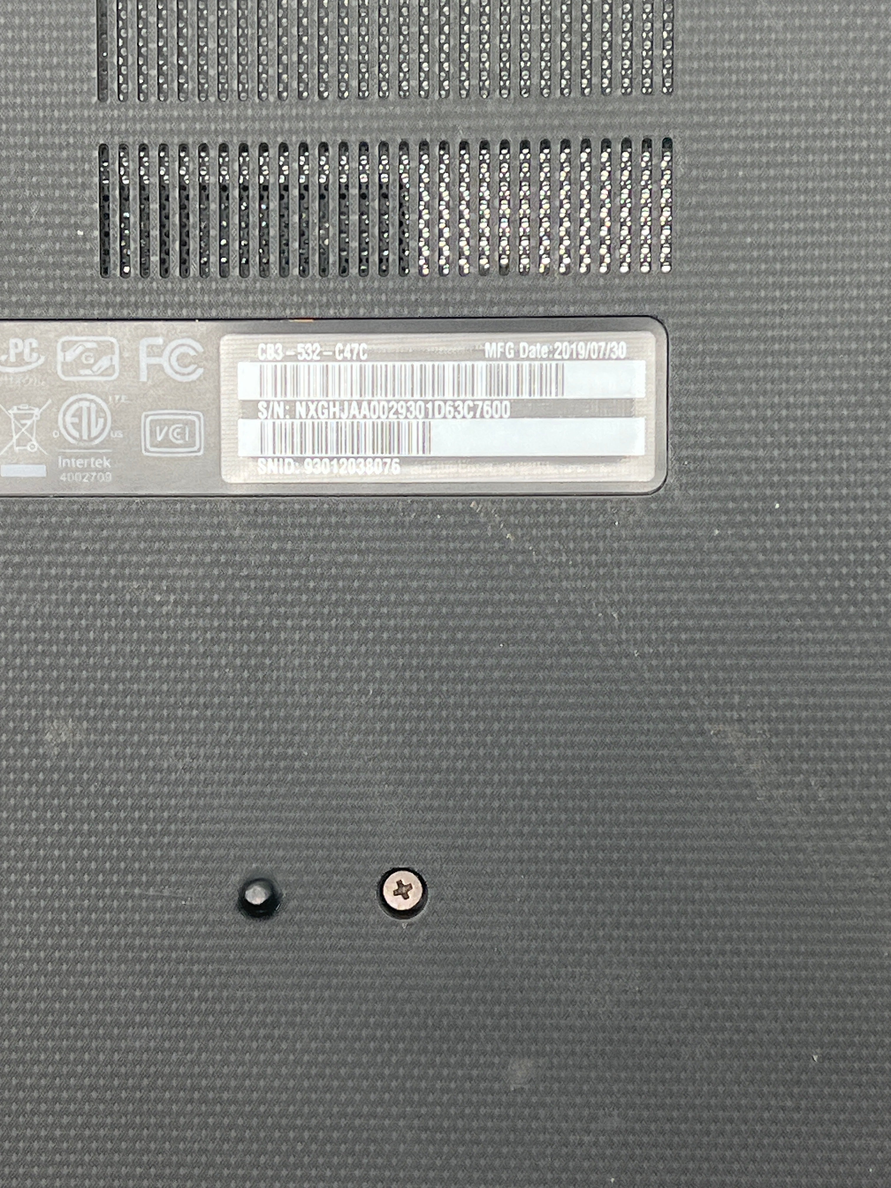 Acer Chromebook N15Q9 15 inch Celeron N3060 2GB RAM 32GB Storage Silver - Used