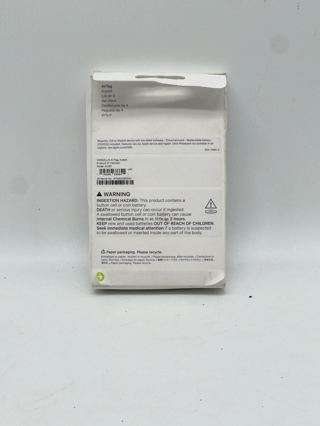 Apple Air Tag White 4 Pack A2187 - New In Box