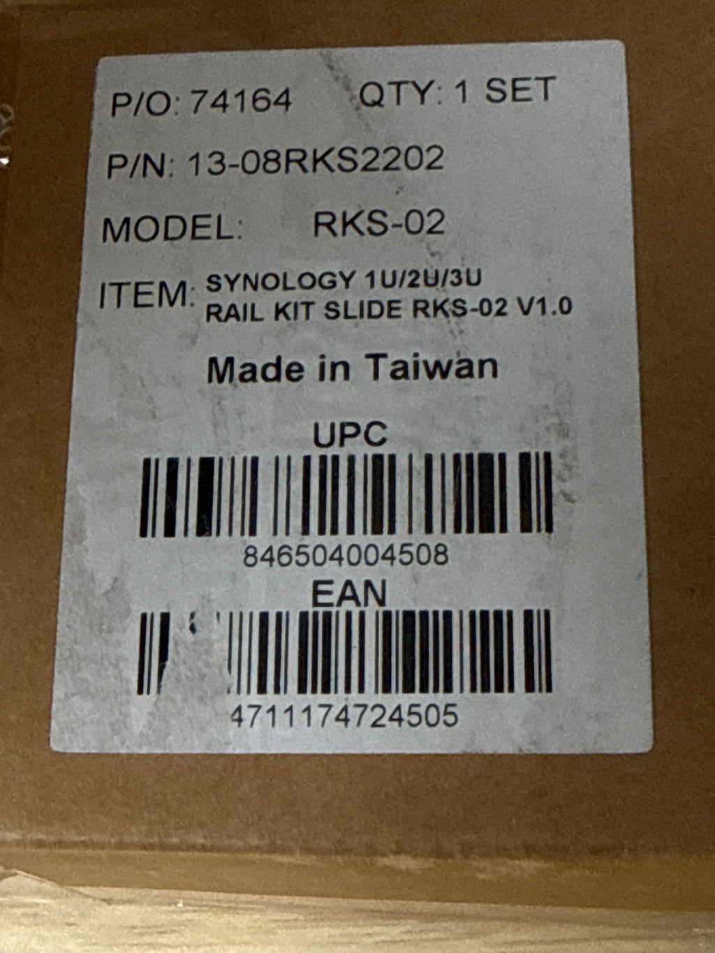 Synology RKS-02 Sliding Rack Rails for 1U/2U/3U NAS - New In Box