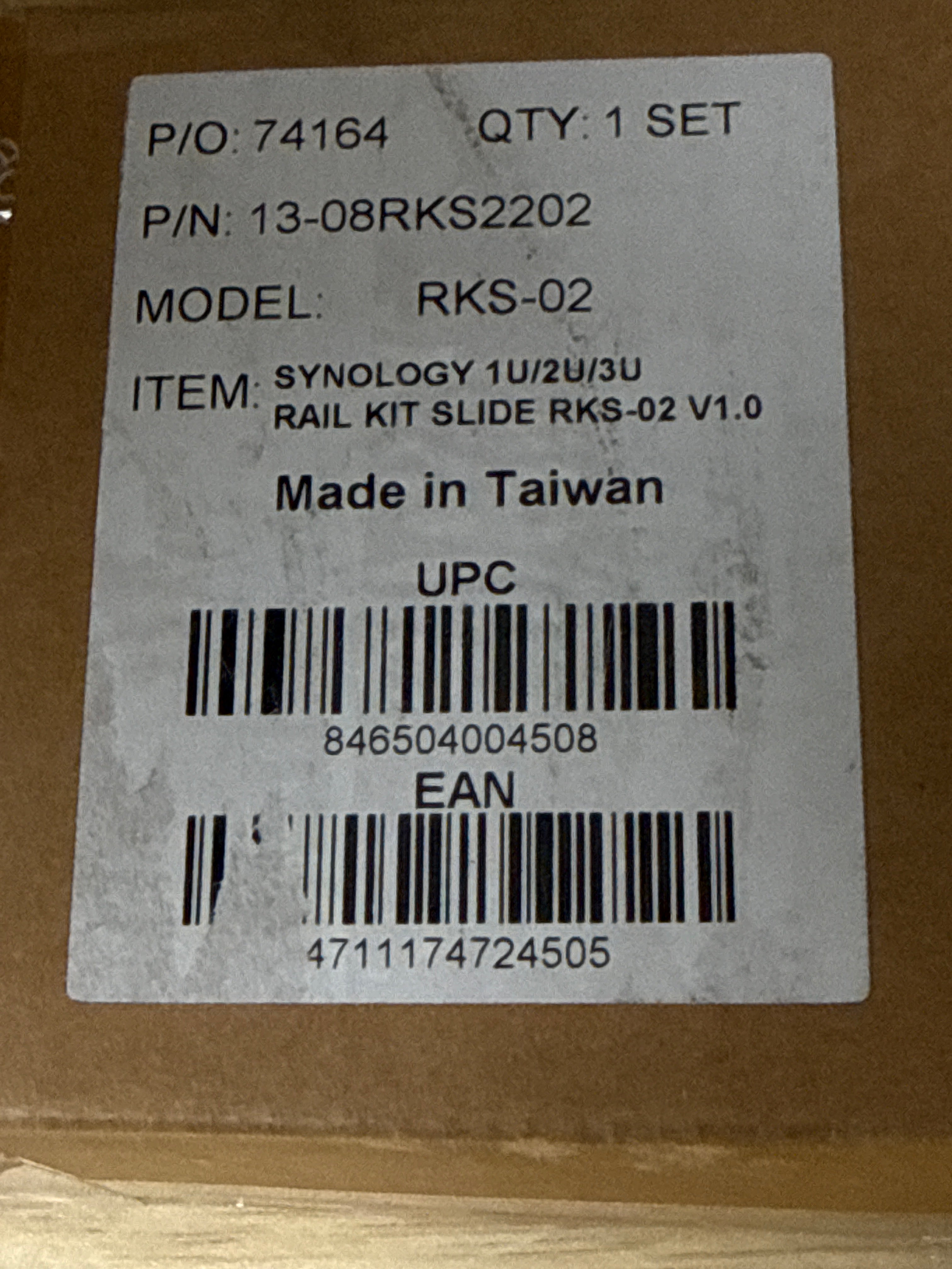 Synology RKS-02 Sliding Rack Rails for 1U/2U/3U NAS - New In Box