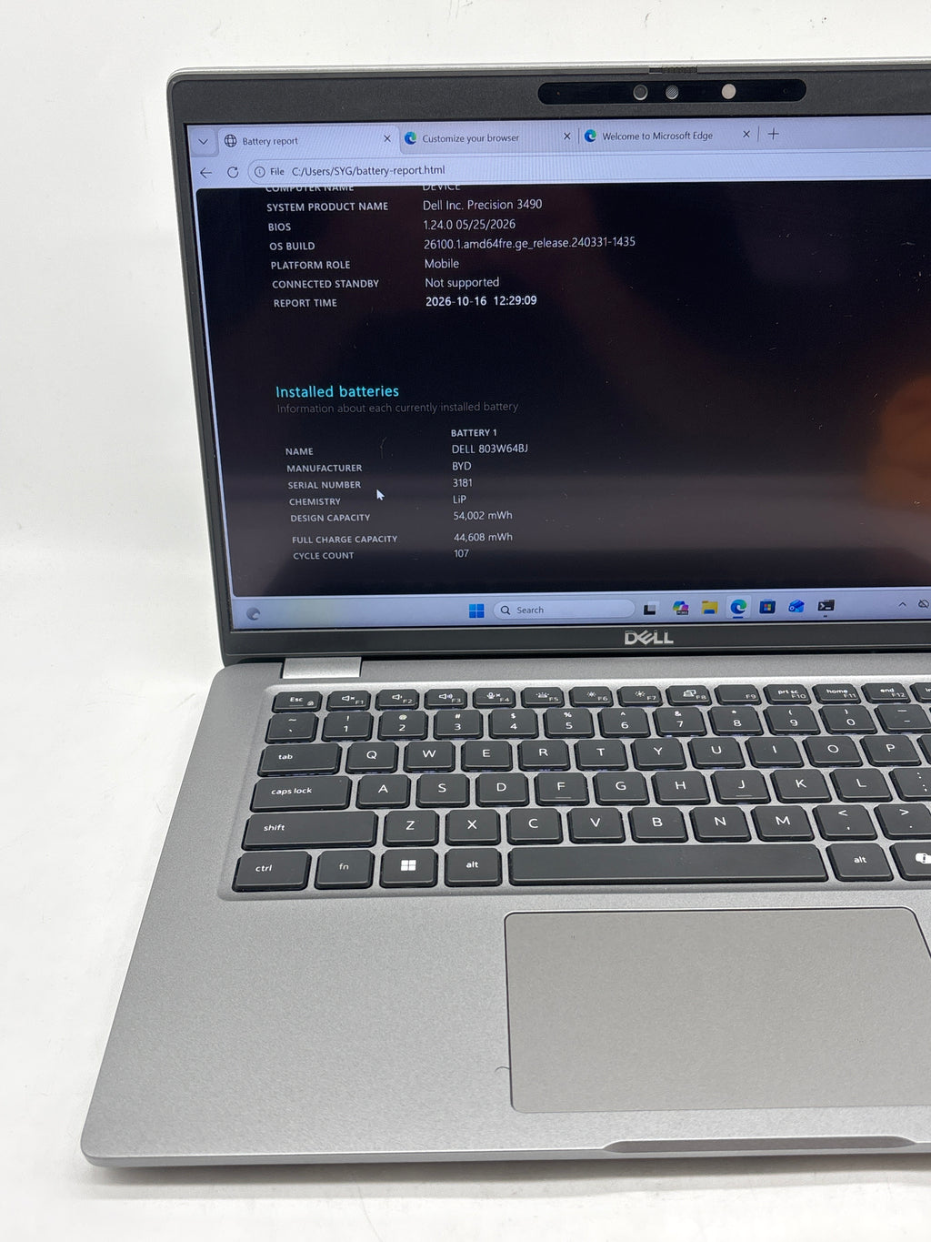 Dell Precision 3490 Intel Core Ultra 7 155U 16GB RAM 512GB SSD 14in Gray - Used
