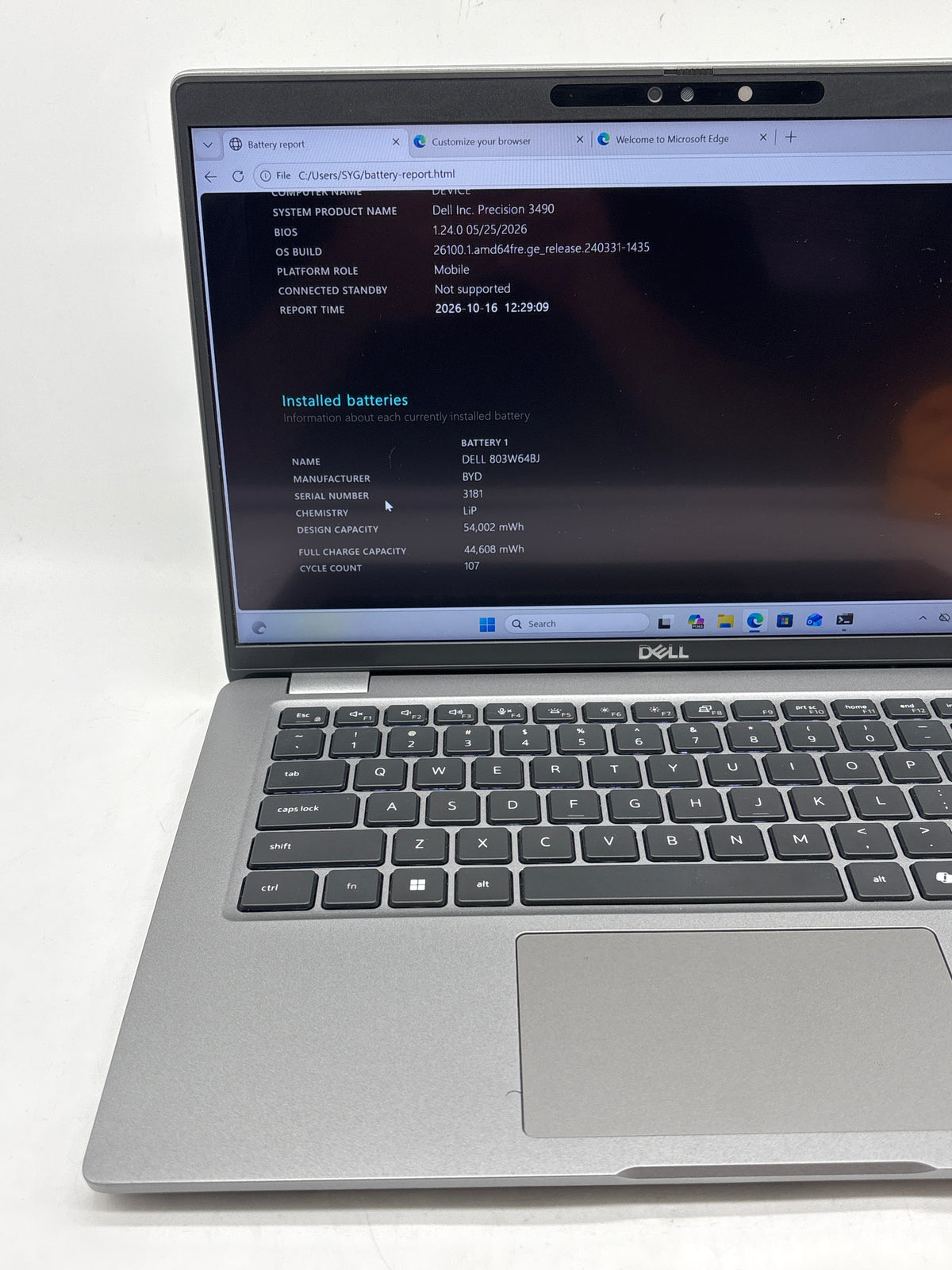 Dell Precision 3490 Intel Core Ultra 7 155U 16GB RAM 512GB SSD 14in Gray - Used
