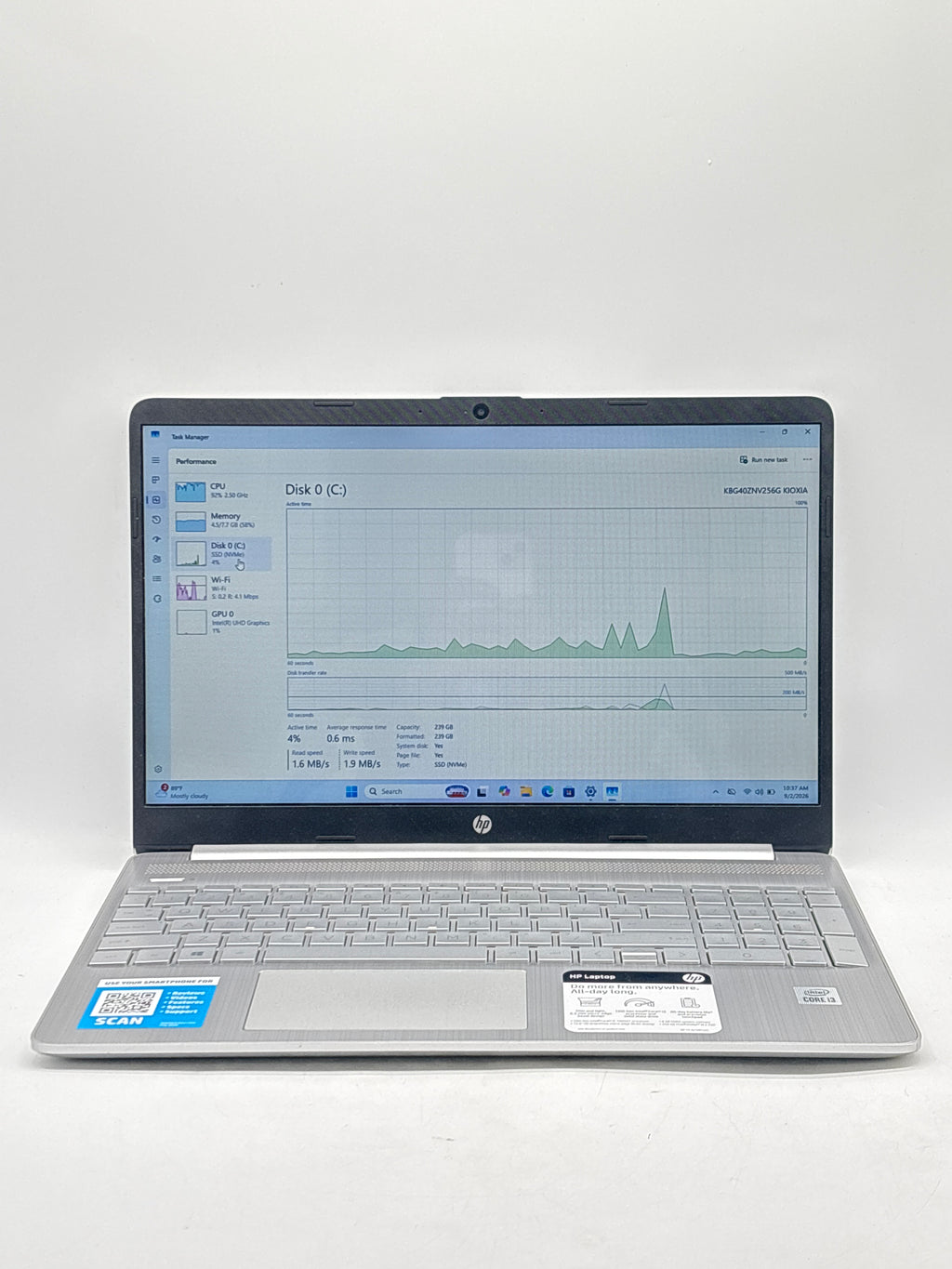 HP 15-dy1091wm 15" Intel Core i3-1005G1 8GB RAM 256GB SSD Gray - Bad Keyboard