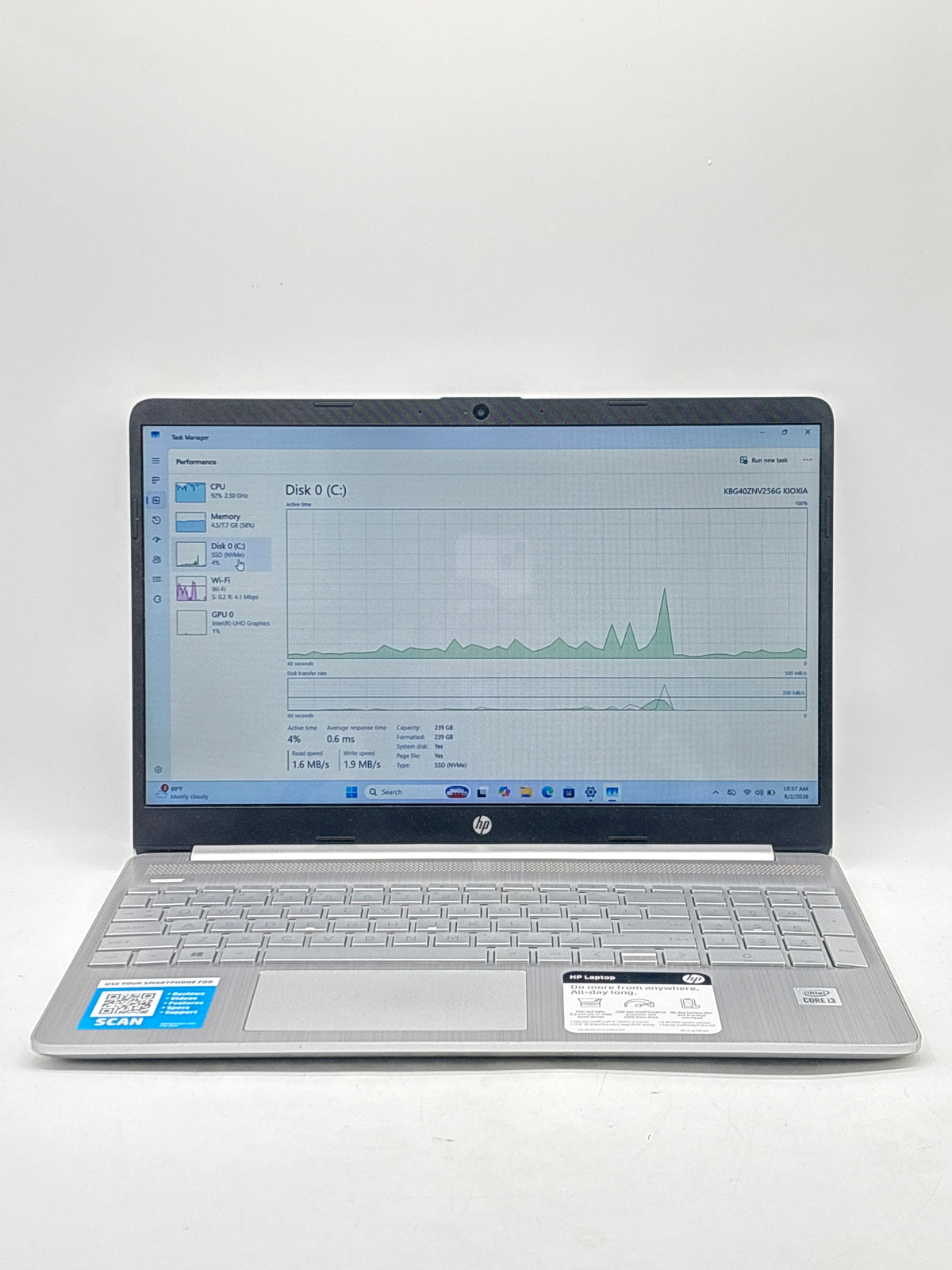 HP 15-dy1091wm 15" Intel Core i3-1005G1 8GB RAM 256GB SSD Gray - Bad Keyboard