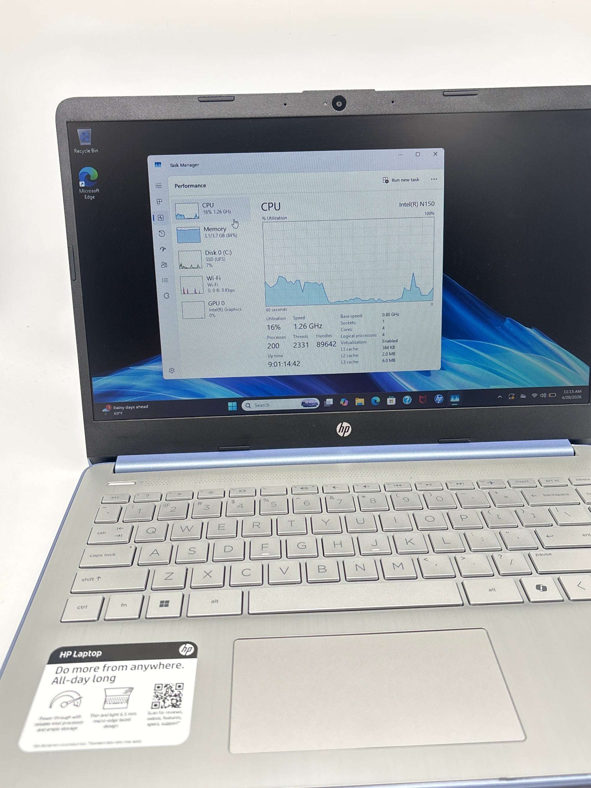 HP 14-dq6012dx Intel N150 4GB RAM 128GB SSD - Used