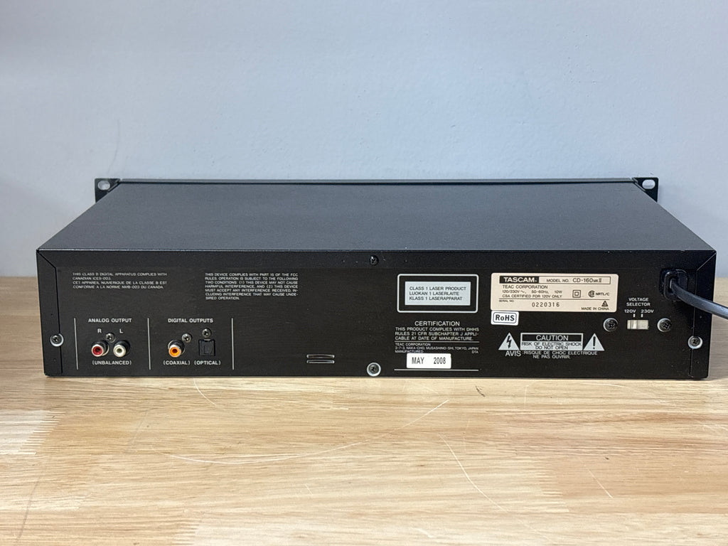 Tascam CD-160 MKII CD Player Black Bluetooth MP3 WAV