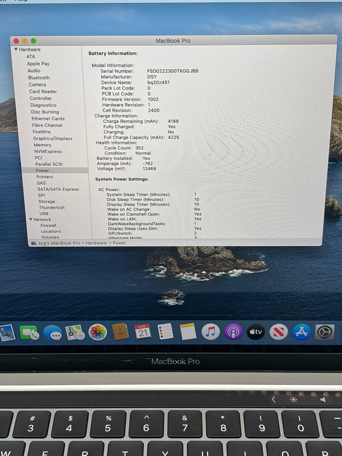 Apple MacBook Pro 13" A2289 2020 Intel Core i5 8GB RAM 256GB SSD Space Gray - Cracked Frame
