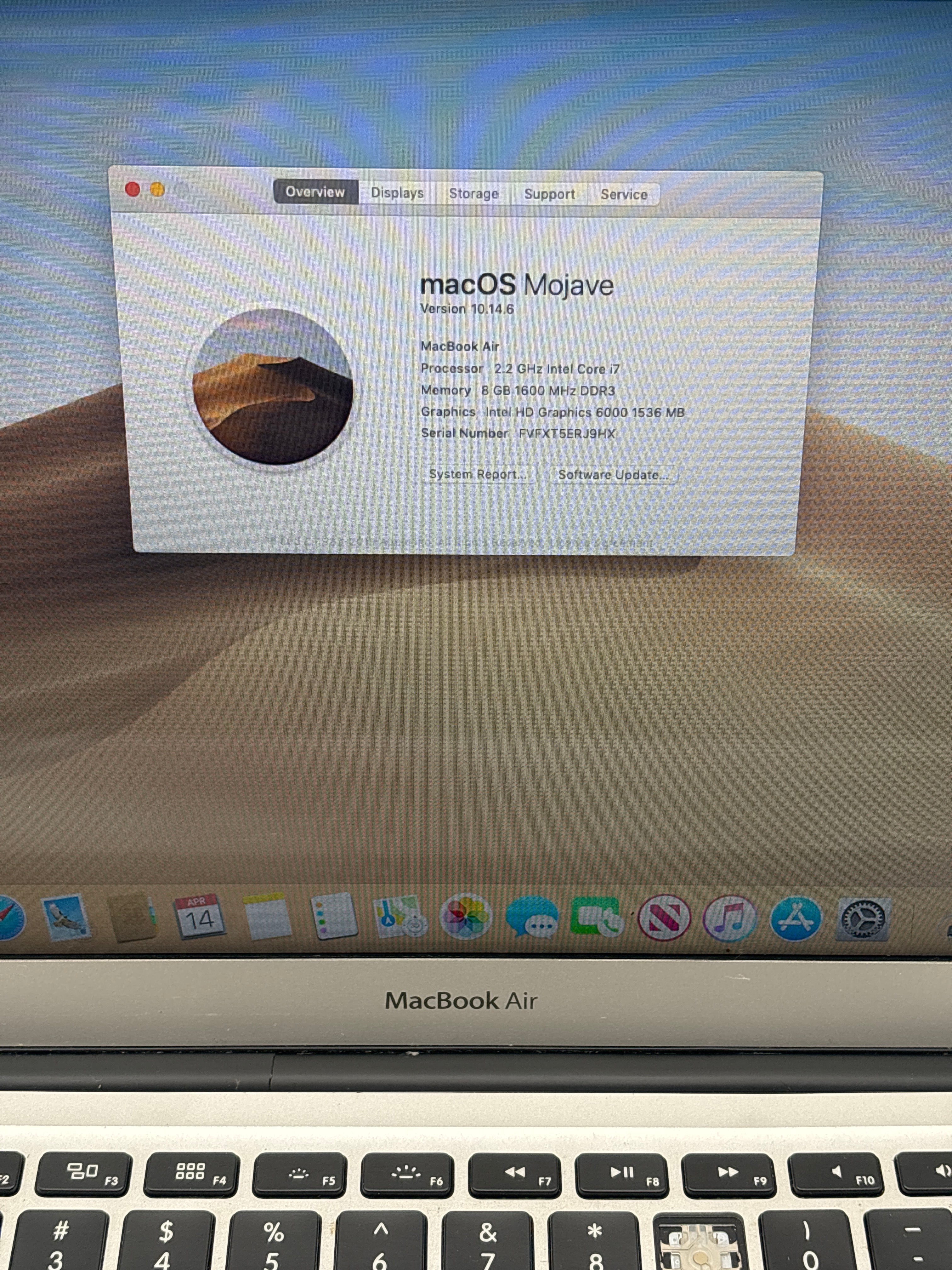 Apple MacBook Air 13" A1466 i7 8GB RAM 128GB SSD - For Parts (Read DESC)