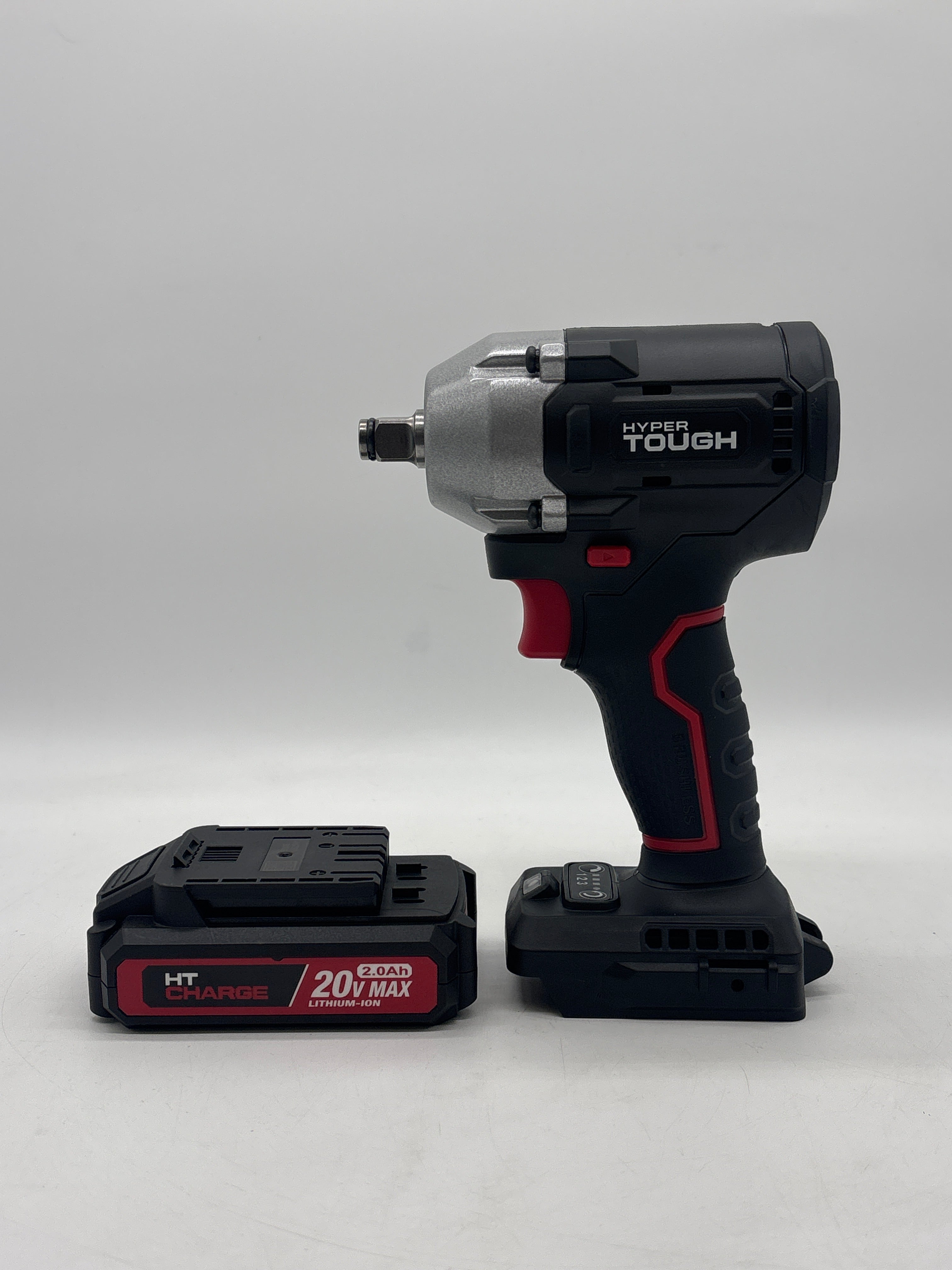 Hyper Tough 20V MAX 20 Volt 80046 Brushless 1/2" Impact Wrench - With Battery & Charger