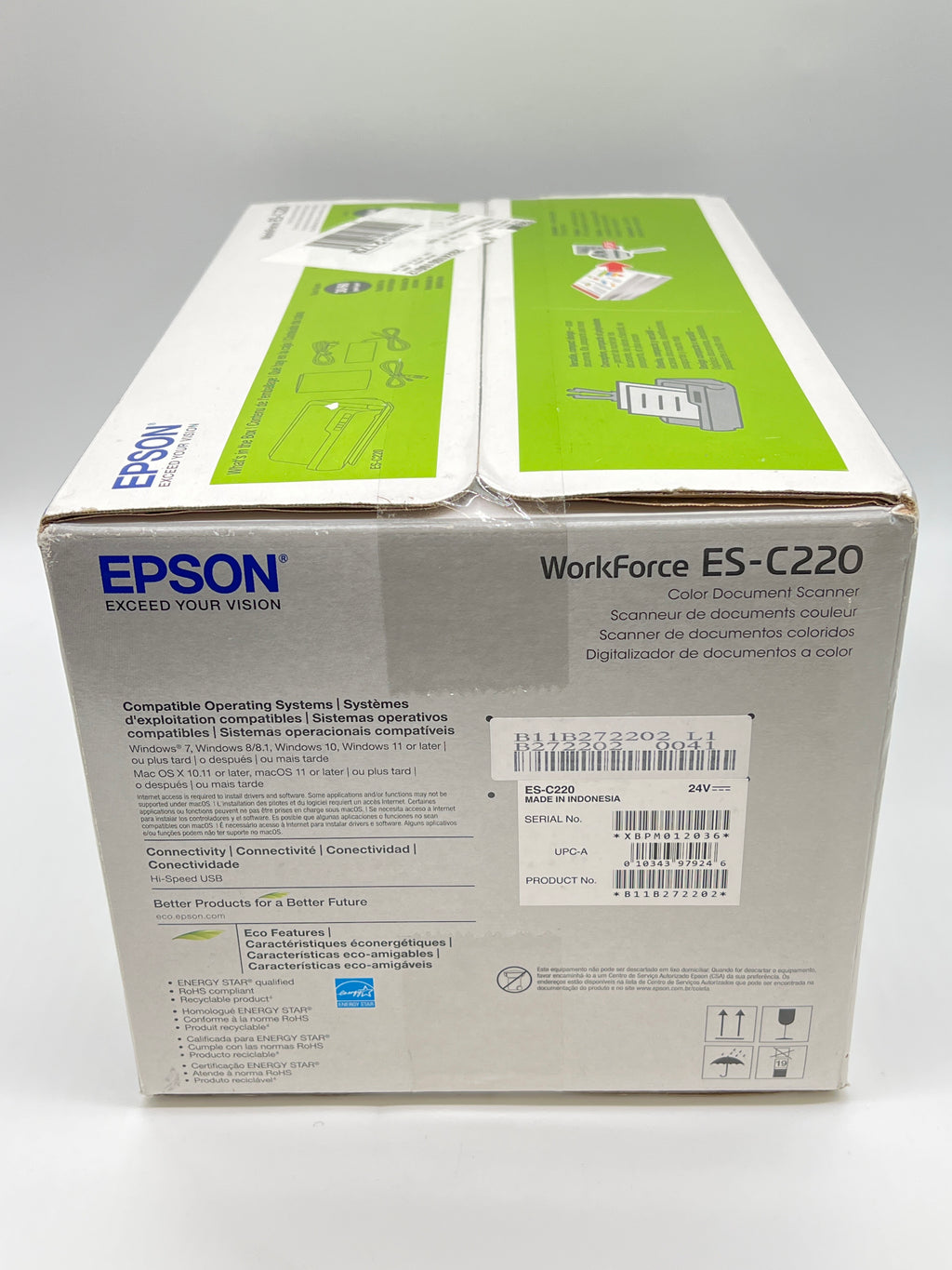 Epson WorkForce ES-C220 Compact Desktop Color Document Scanner Black New