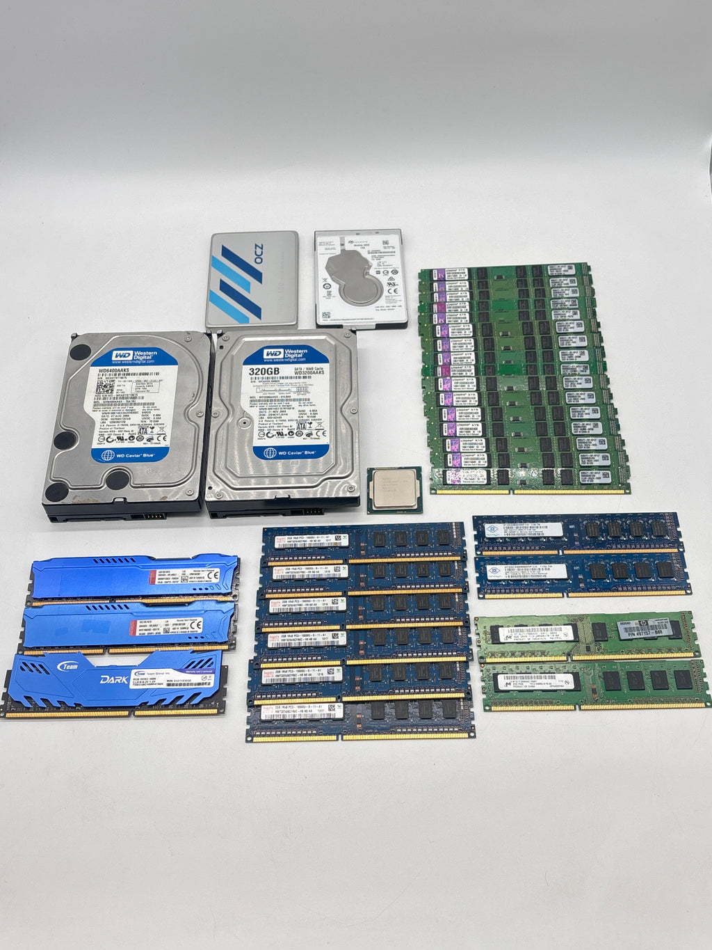 Lot of Computer Parts Including Intel Core, RAM, CPU, and Hard Drives - For Parts (Untested)