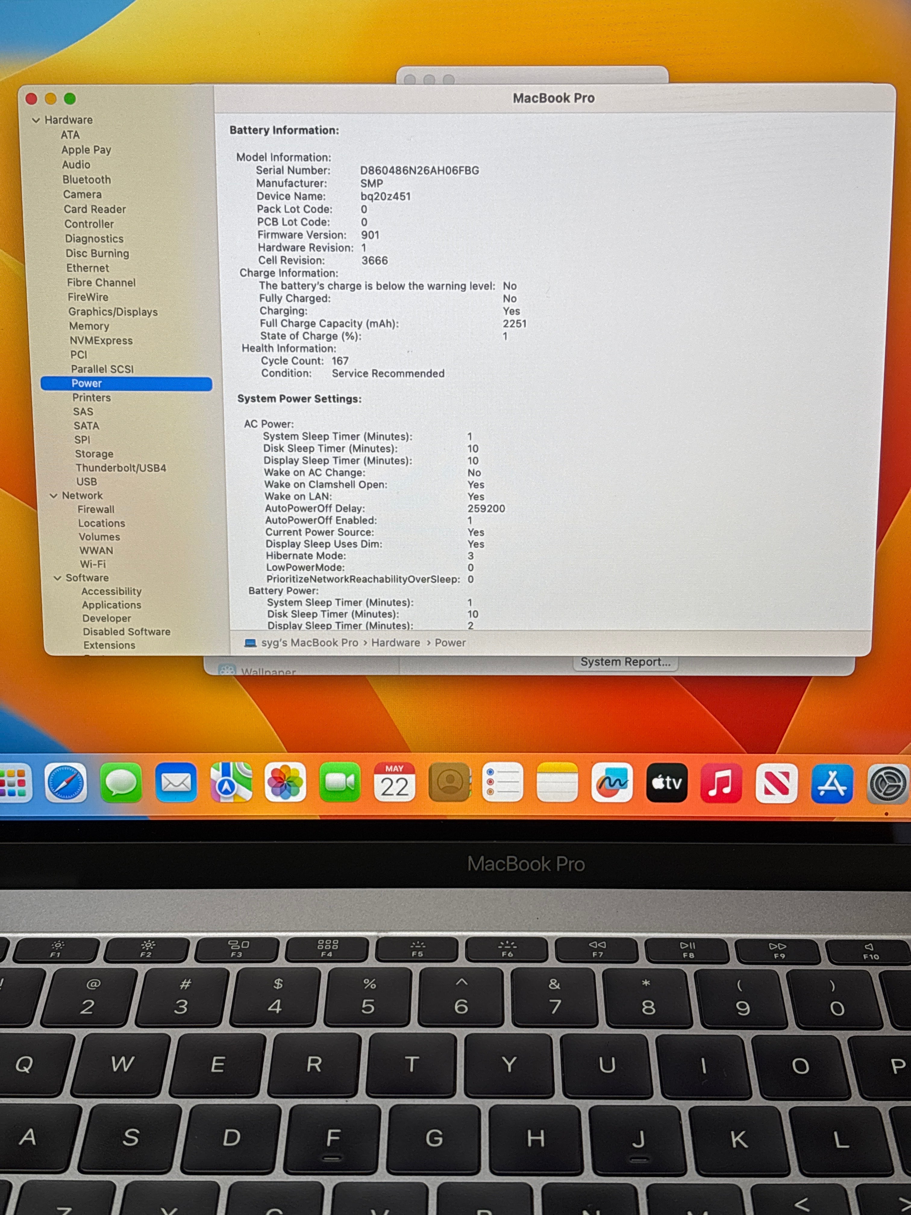 Apple MacBook Pro 2017 13.3" A1708 i5 2.3GHz 8GB RAM 128GB SSD - Service Battery