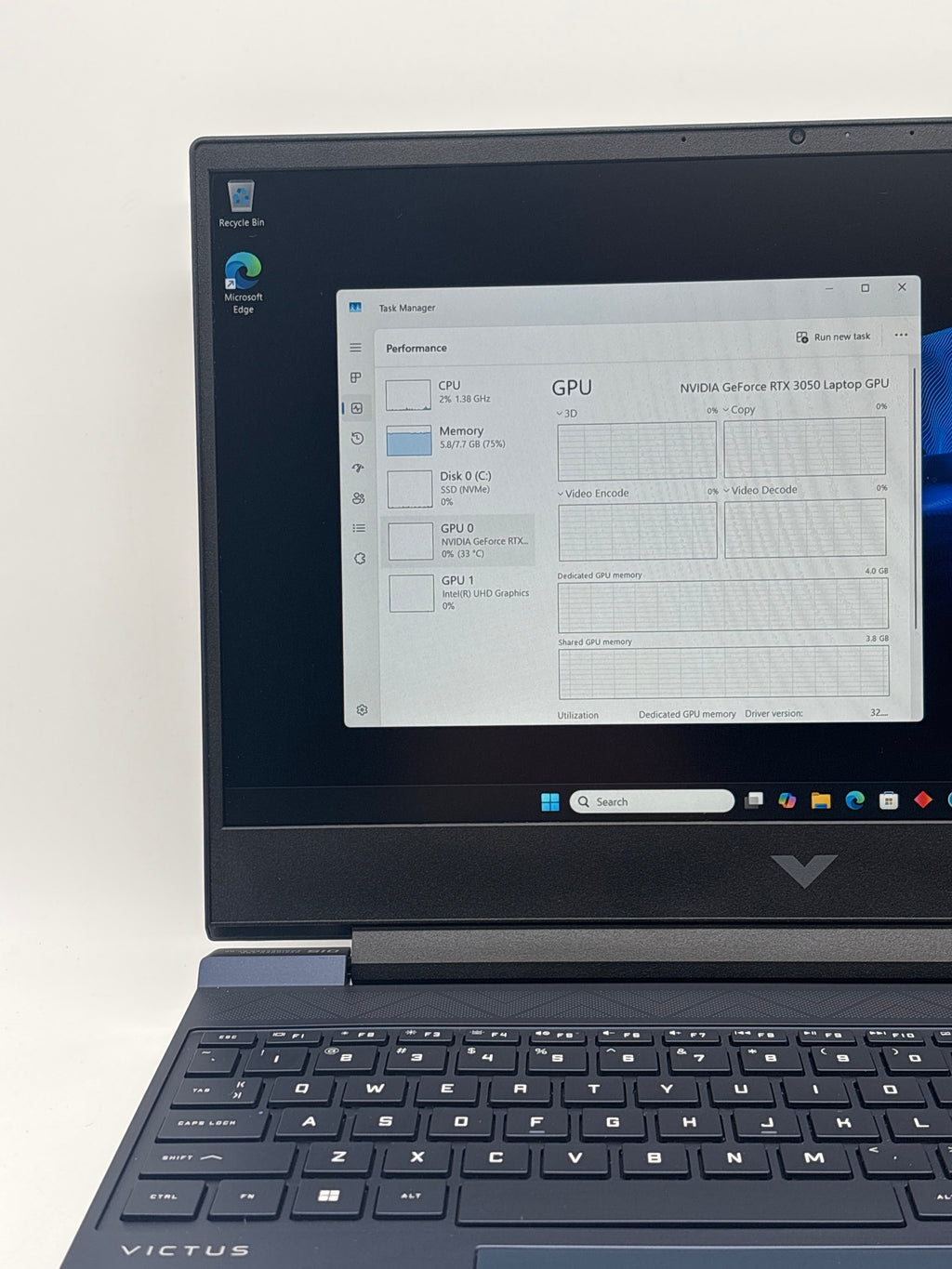 HP Victus 15-fa0033dx 15.6" i5 12th Gen 8GB RAM 512GB RTX 3050 Blue