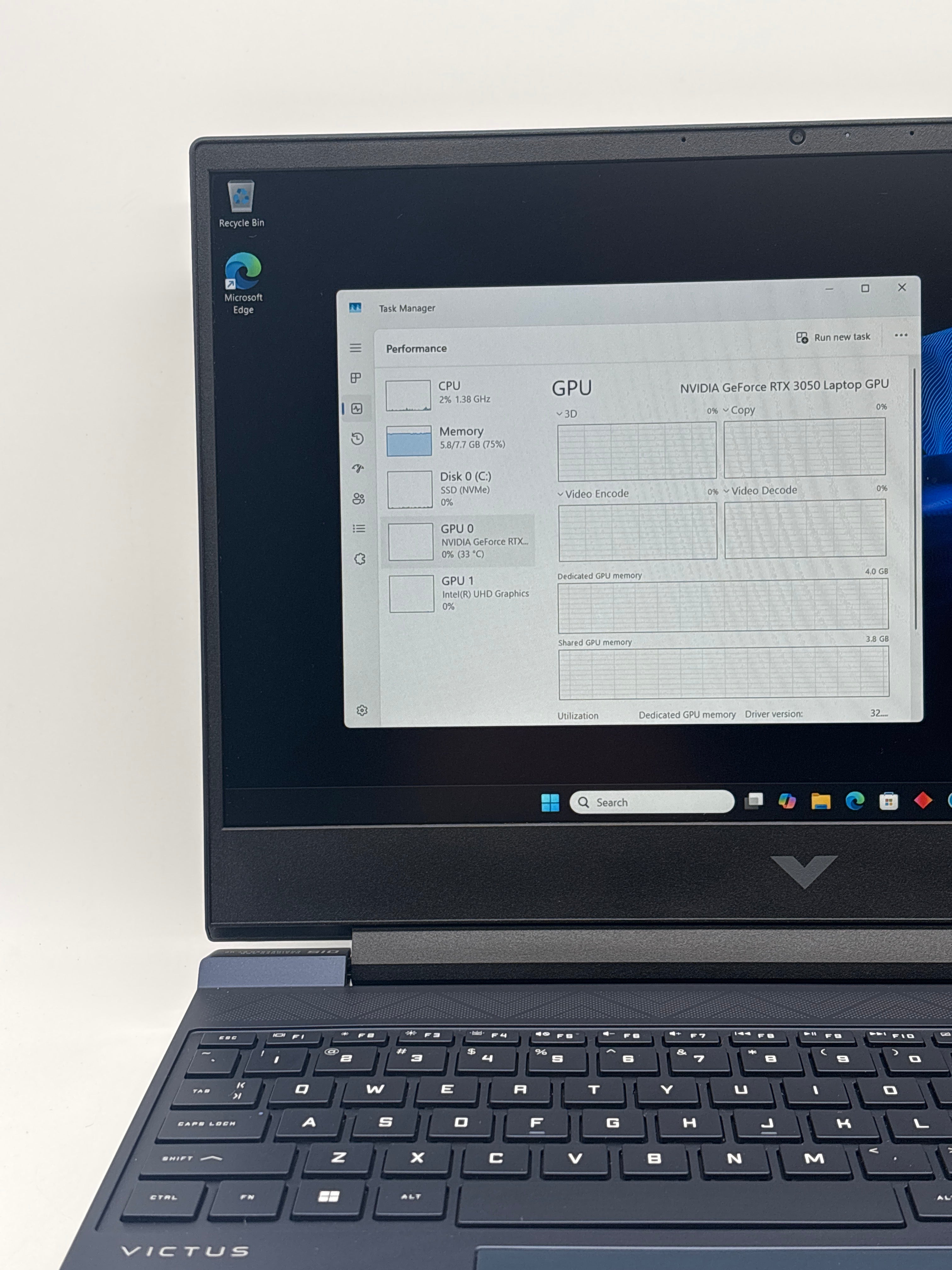HP Victus 15-fa0033dx 15.6" i5 12th Gen 8GB RAM 512GB RTX 3050 Blue