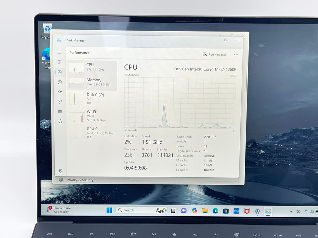Dell XPS 13 9320 13.4in Intel i7-1360P 16GB RAM 512GB SSD Black Used
