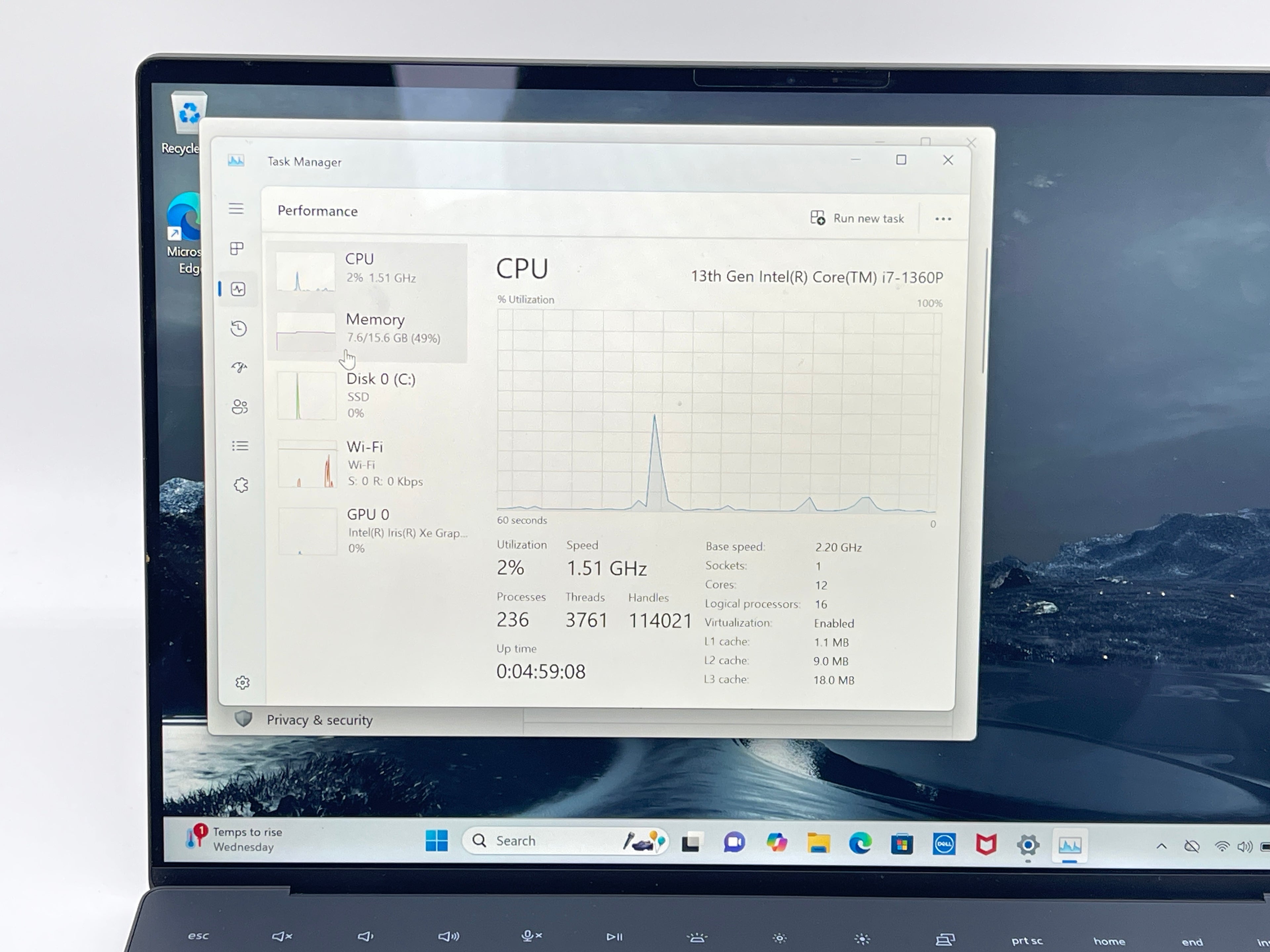 Dell XPS 13 9320 13.4in Intel i7-1360P 16GB RAM 512GB SSD Black Used