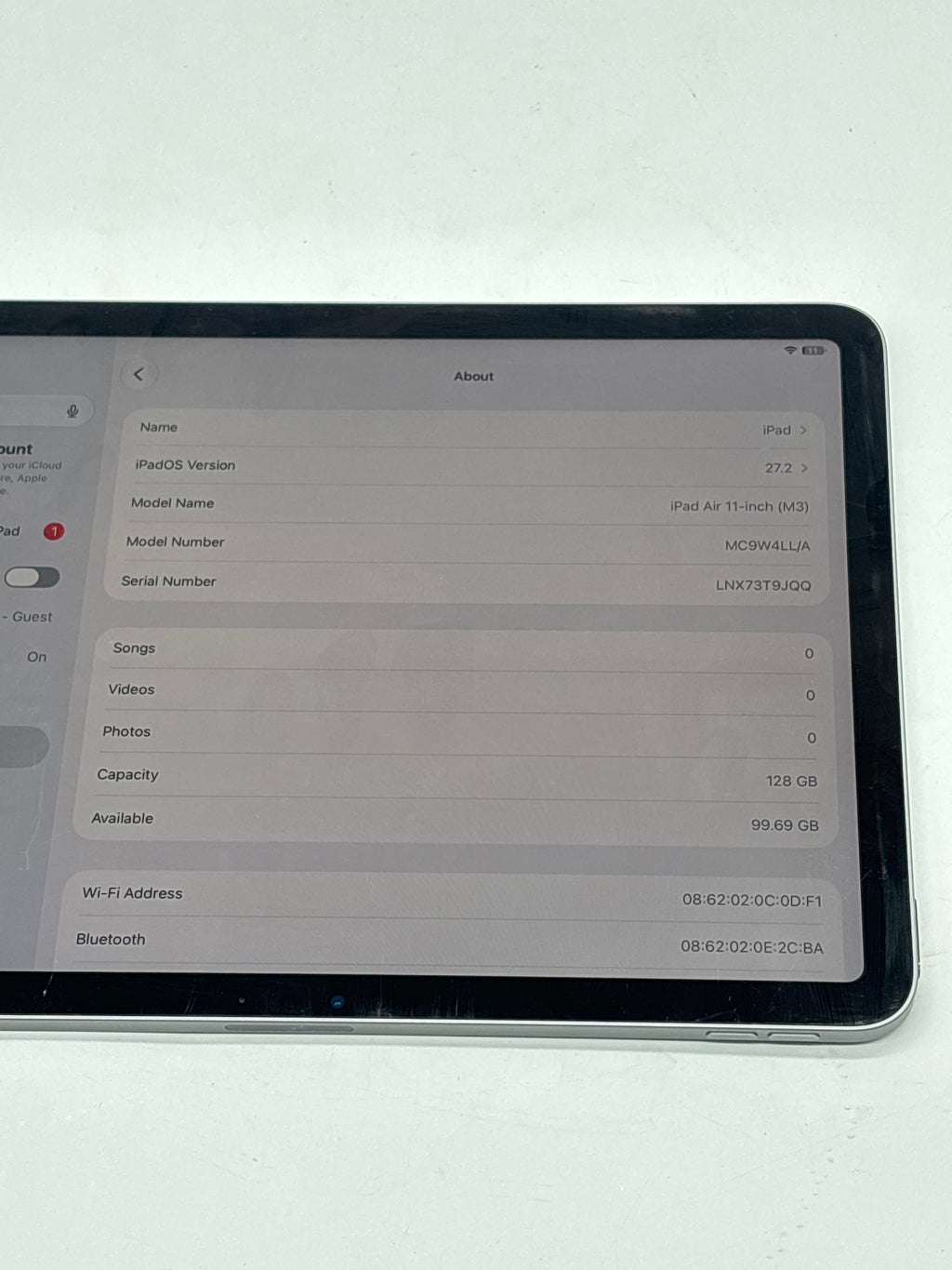 Apple iPad Air 11in M3 A3266 128GB Wi-Fi Space Gray - Used