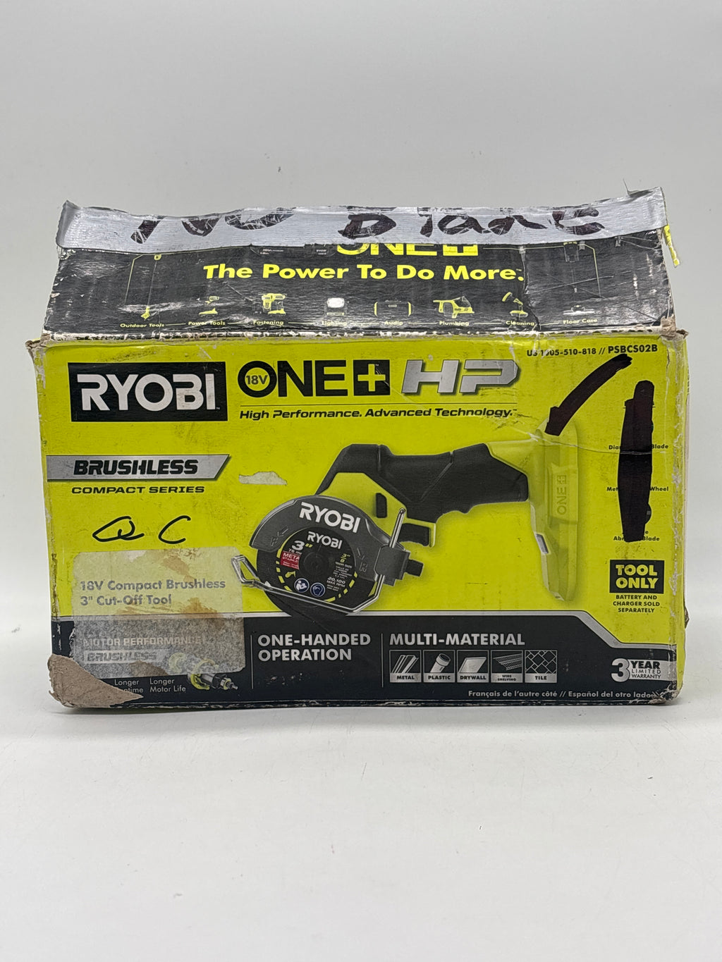 RYOBI PSBCS02B ONE Plus HP 18V Brushless Cordless Compact Cut-Off Tool W/Battery