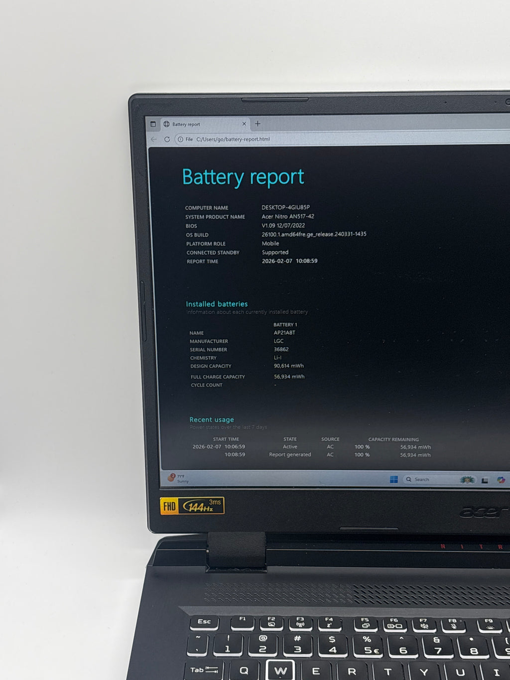 Acer Nitro 5 N22C2 Ryzen 7 6800H 16GB RAM 1TB SSD GeForce RTX 3060