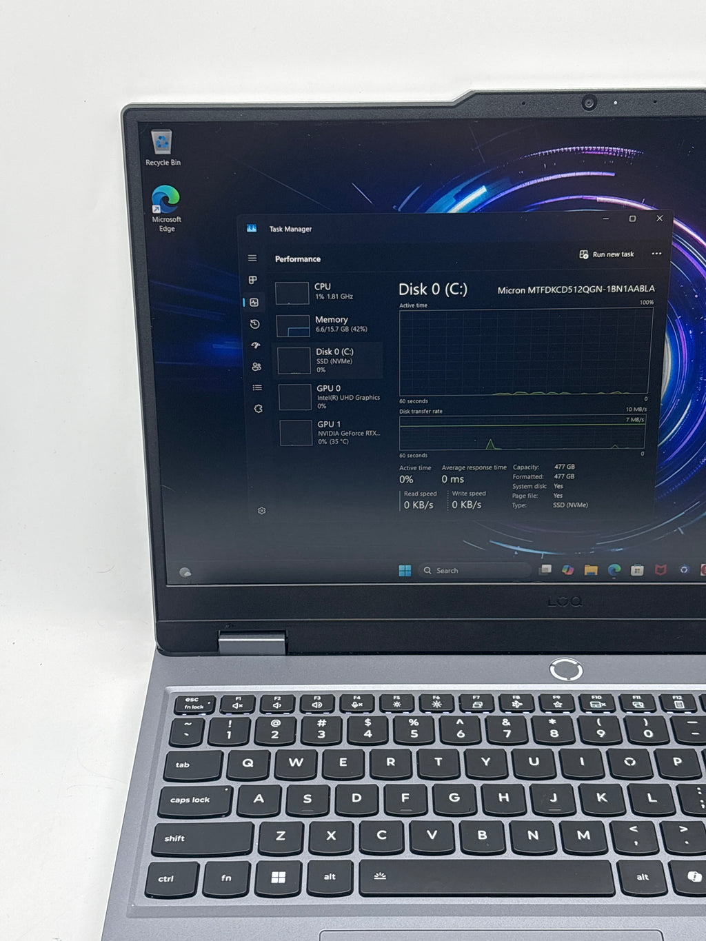 Lenovo LOQ 15IRX10 15" Intel i7-13650HX 16GB RAM 512GB SSD RTX 5060 Gray - Used