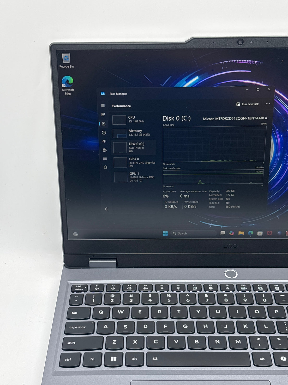 Lenovo LOQ 15IRX10 15" Intel i7-13650HX 16GB RAM 512GB SSD RTX 5060 Gray - Used