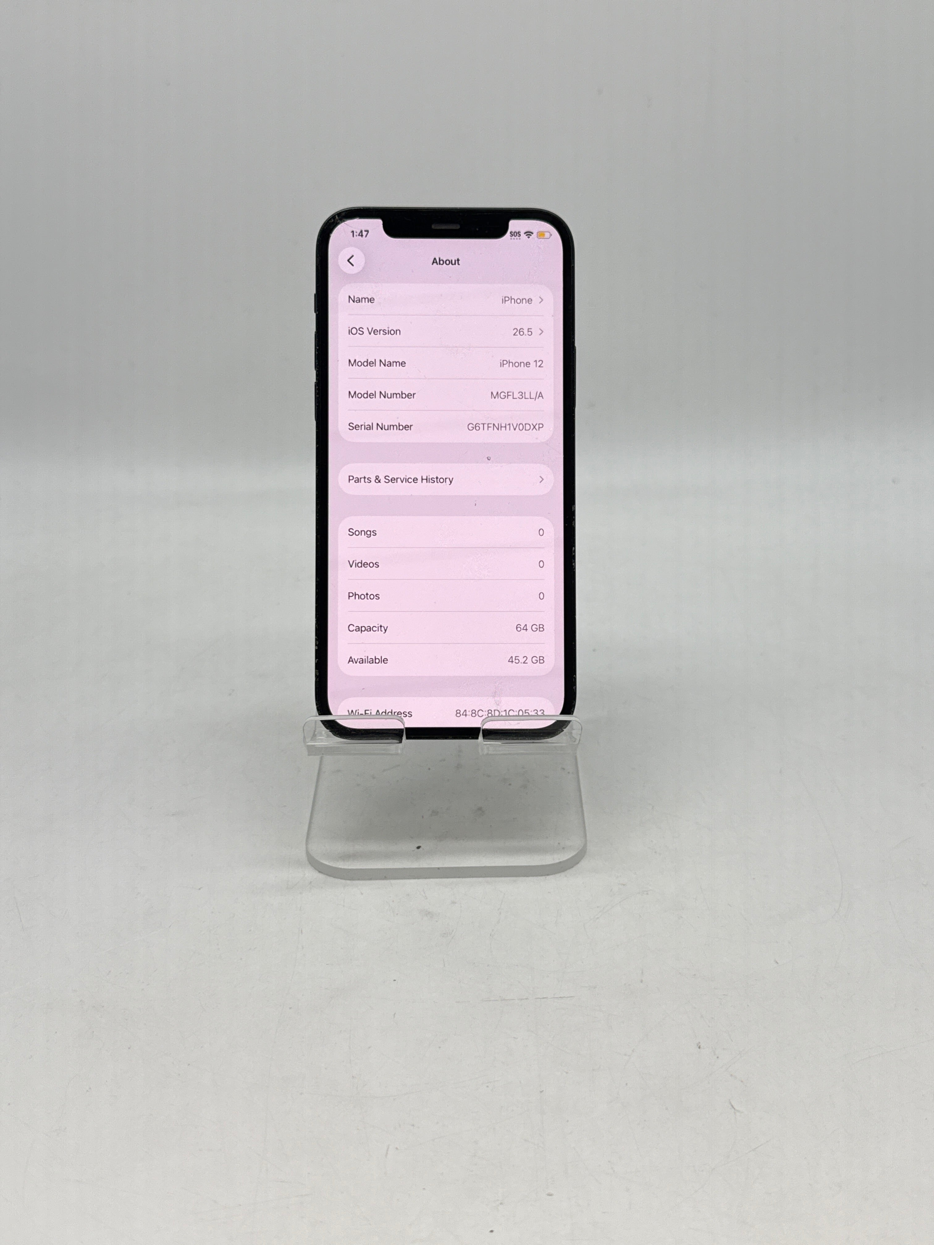 Apple iPhone 12 A2172 64GB Black Factory Unlocked - Cracked Screen Service Battery