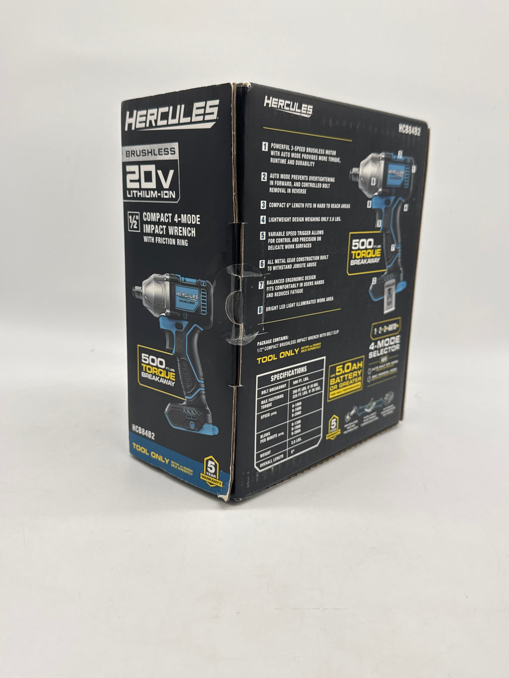 Hercules HCB84B2 20V Cordless Compact 4-Mode Impact Wrench - New in Box