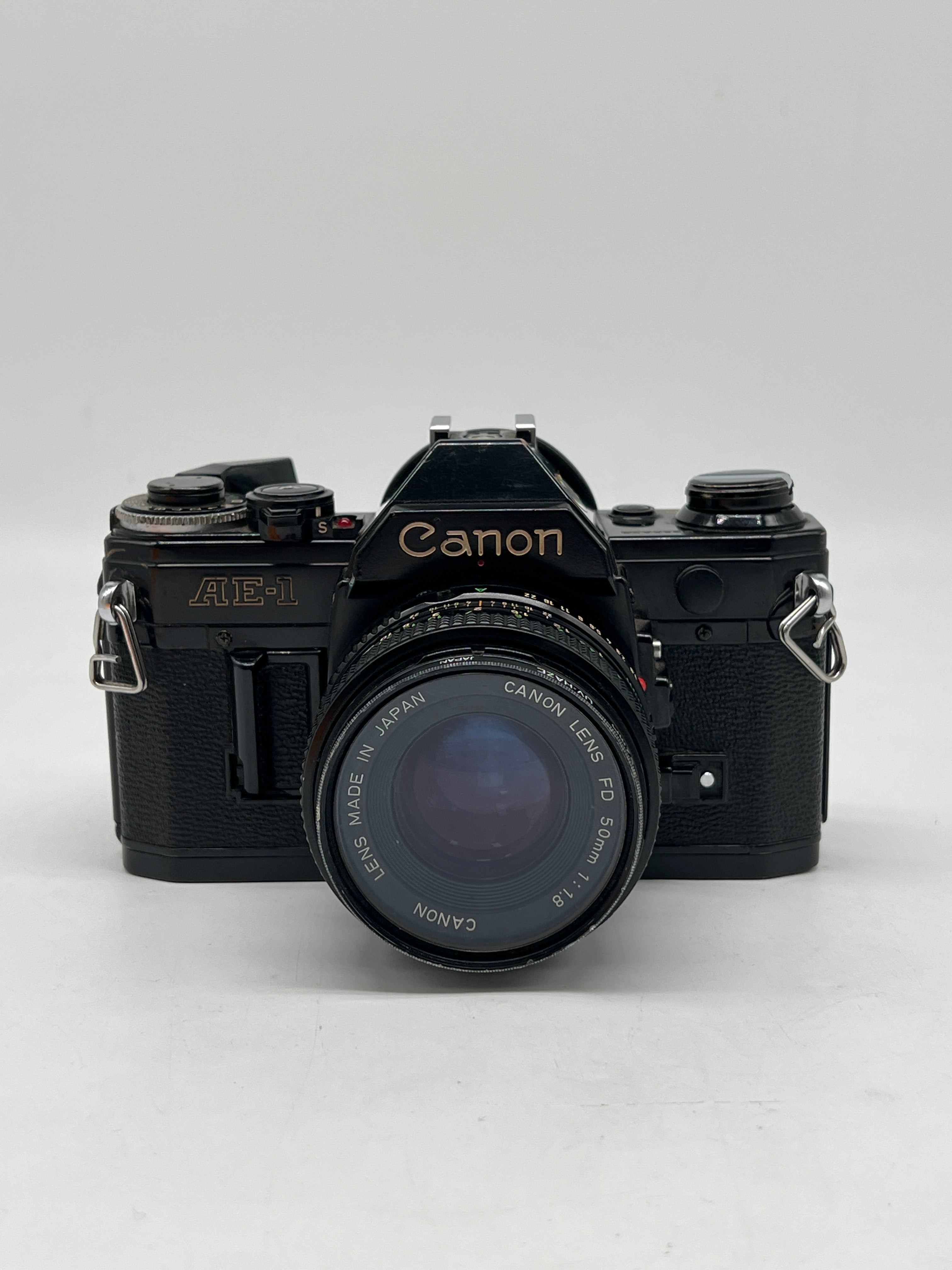 Canon AE-1 Black SLR Camera 35mm W/50mm f/1.8 FD Lens