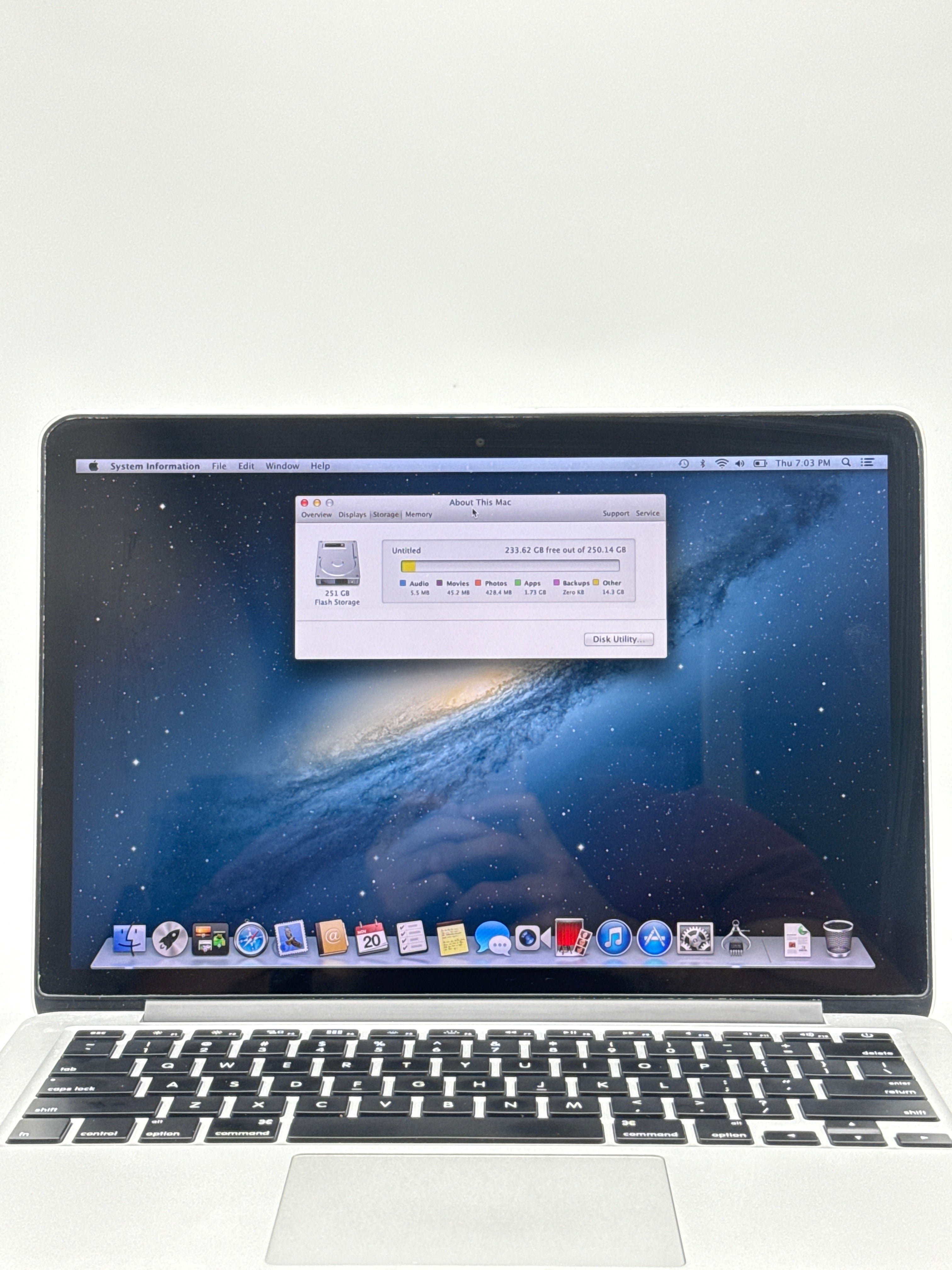 Apple MacBook Pro A1425 13 inch Intel Core i5 8 GB RAM 256 GB SSD Silver