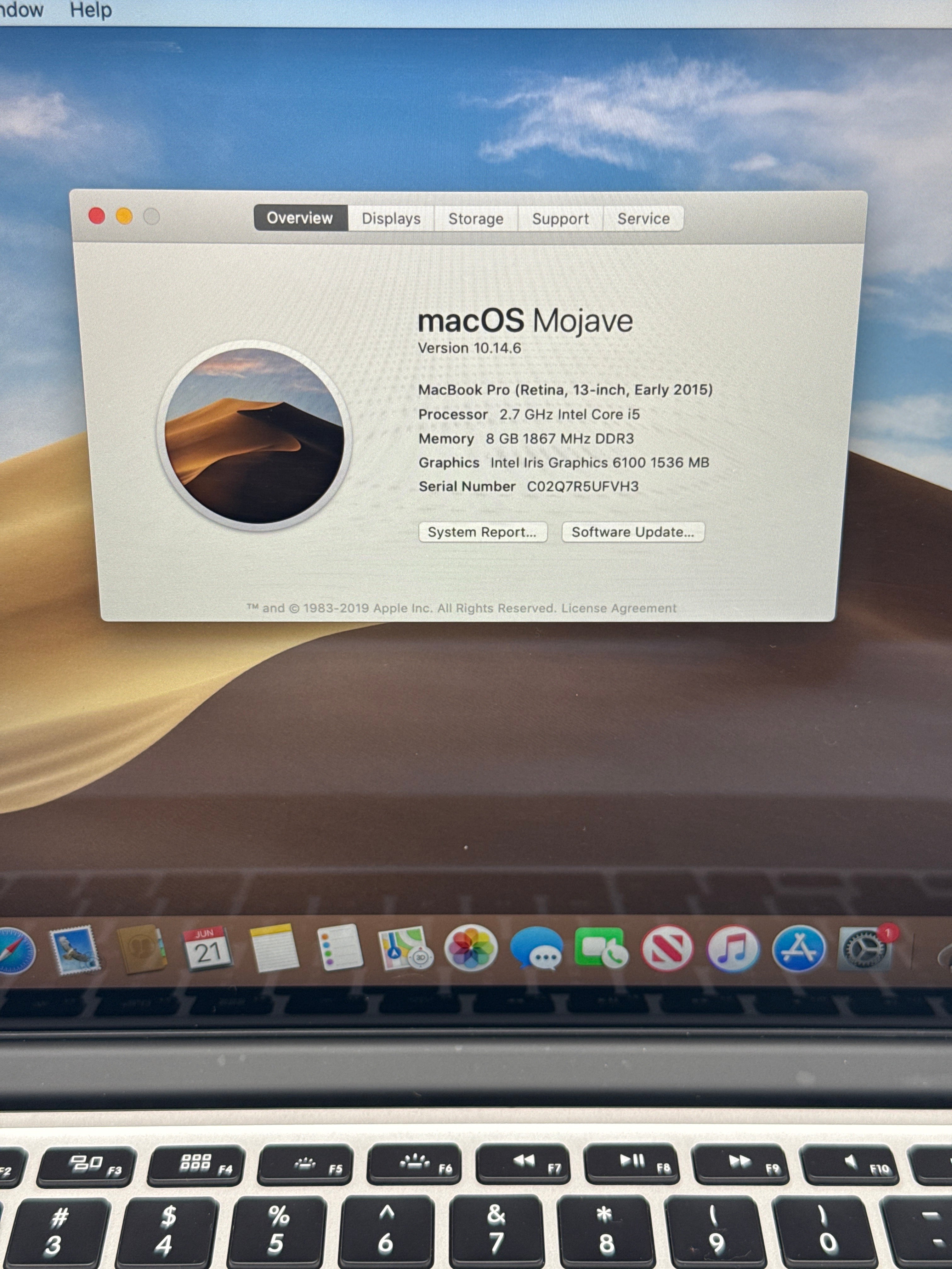 Apple MacBook Pro A1502 13" Intel Core i5 8GB RAM 128GB SSD - Used