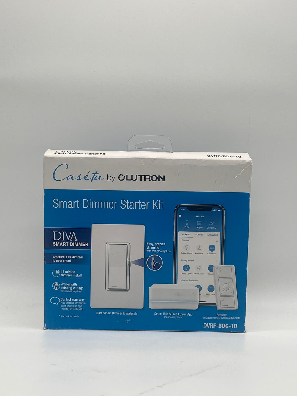 Lutron Caseta DIVA Smart Dimmer Starter Kit W/Hub DVRF-BDG-1D - New