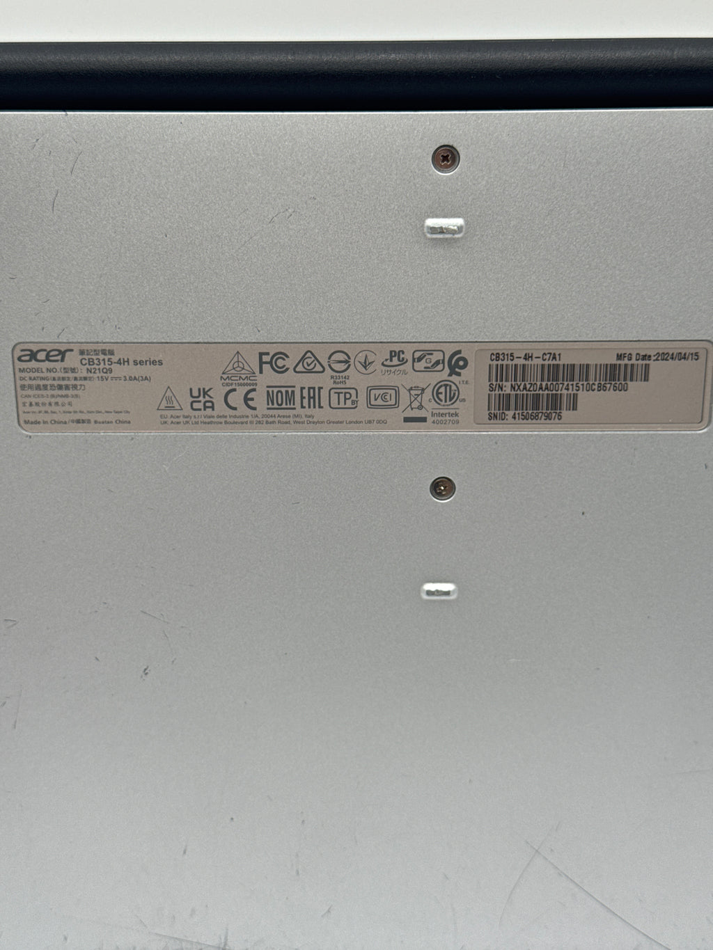 Acer N21Q9 Celeron N4500 4GB RAM 64GB