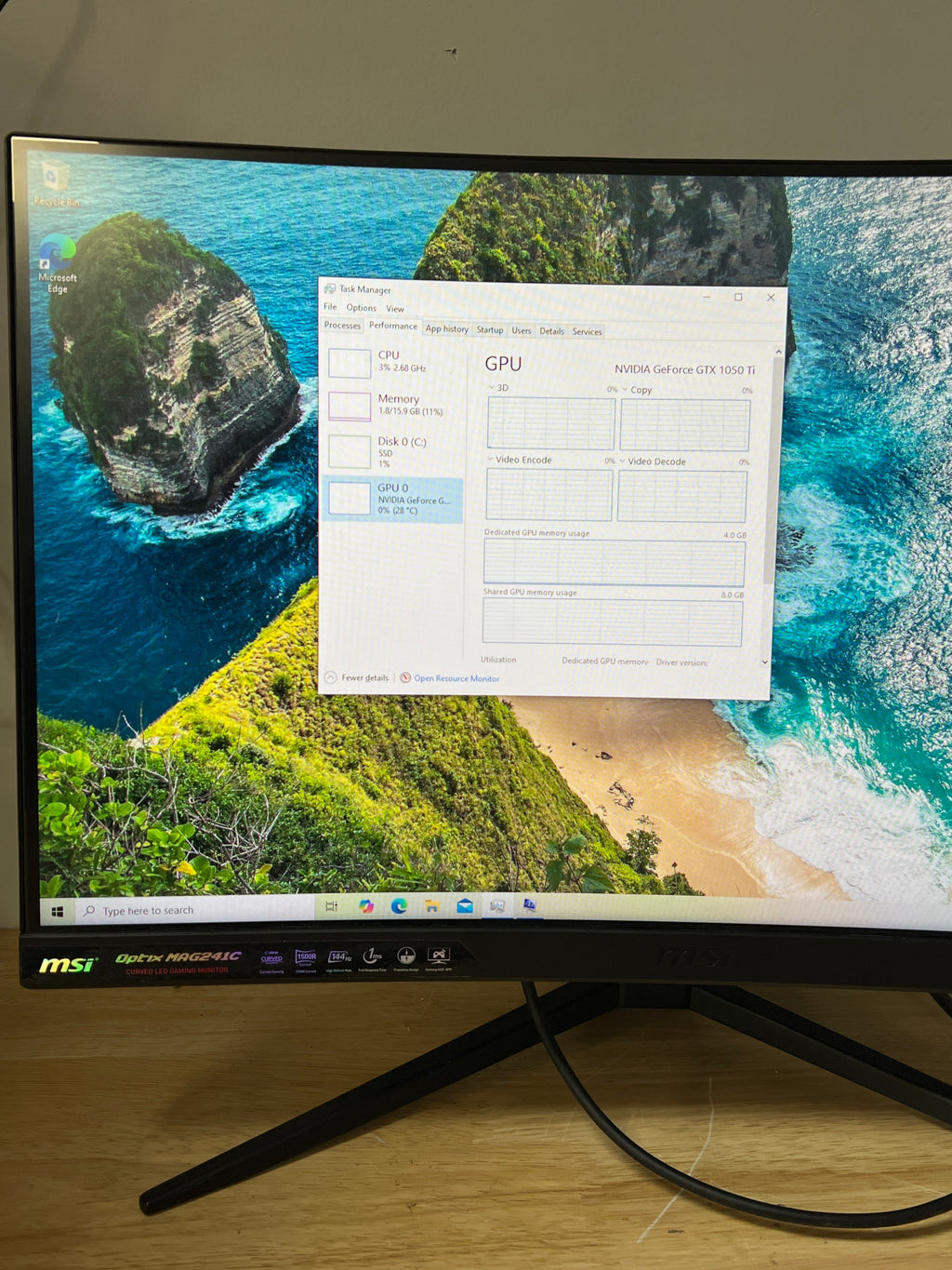 Custom PC i3-9100F 16GB RAM 512GB SSD GTX 1050 Ti - Used