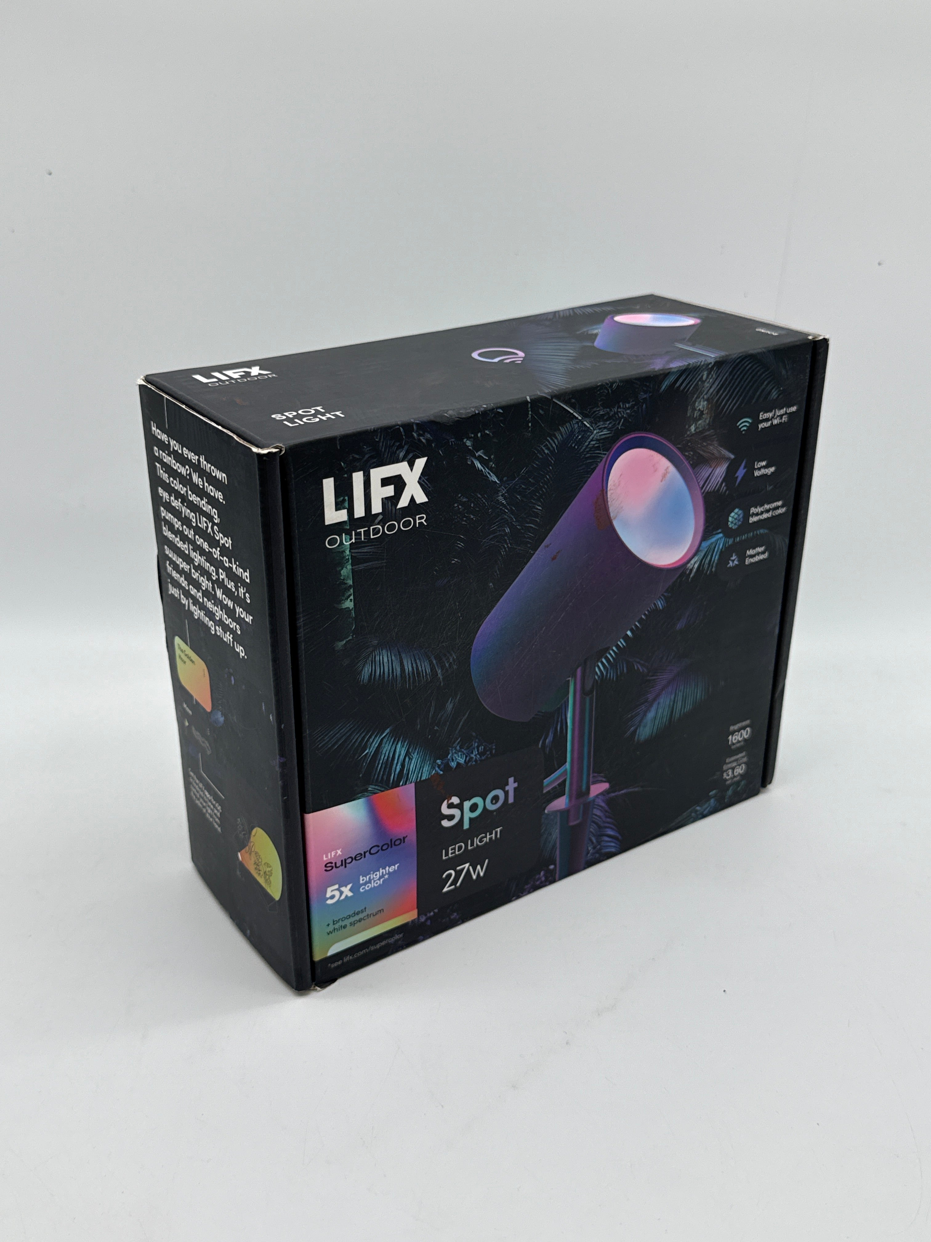 LIFX Low Voltage 1600 Lumens Black RGB Integrated LED Wi-Fi Landscape Spotlight