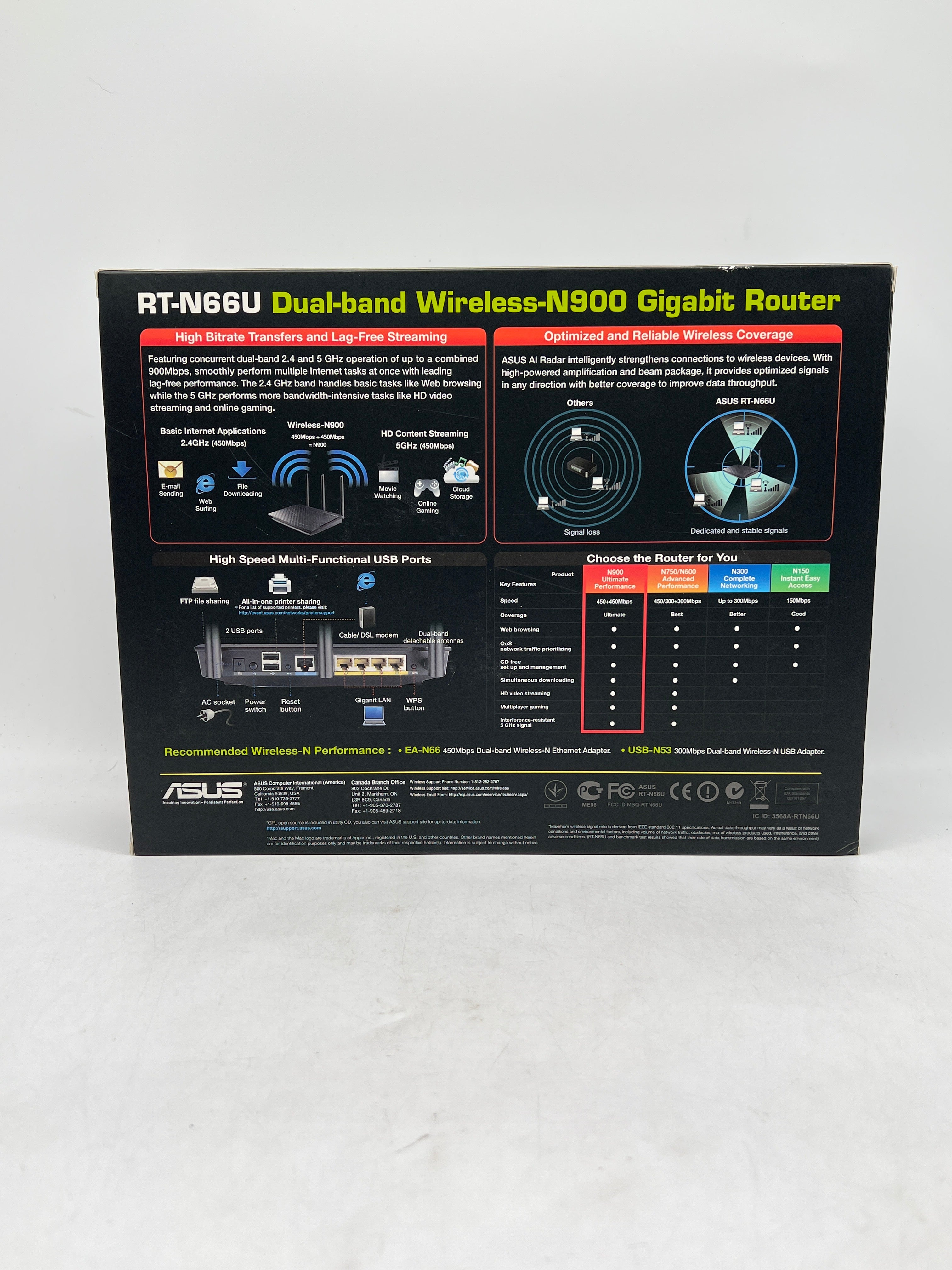 ASUS RT-N66U Dual-band Wireless-N900 Gigabit Router - Open Box