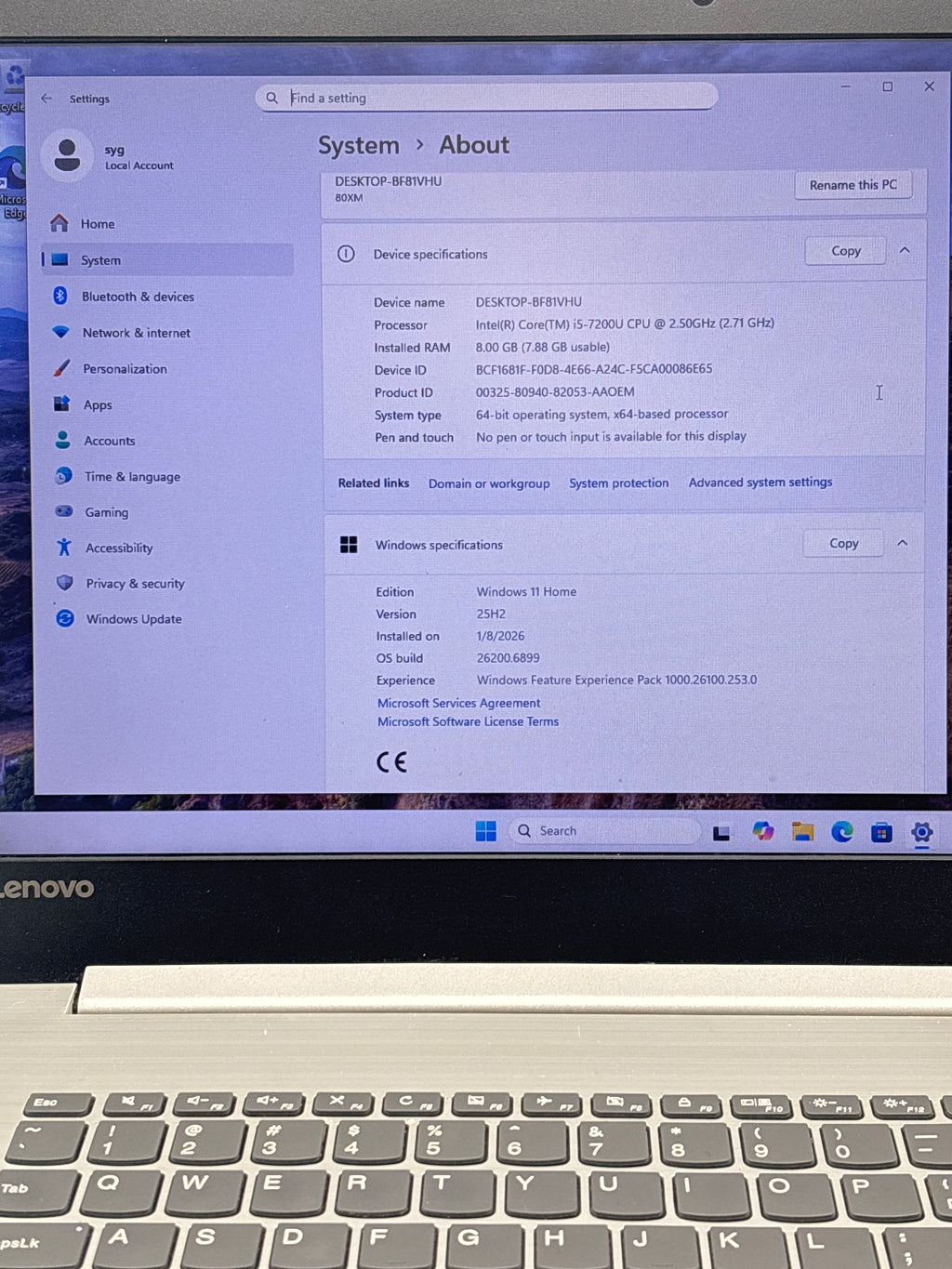 Lenovo IdeaPad 320 i5-7200U 8GB RAM 1TB HDD