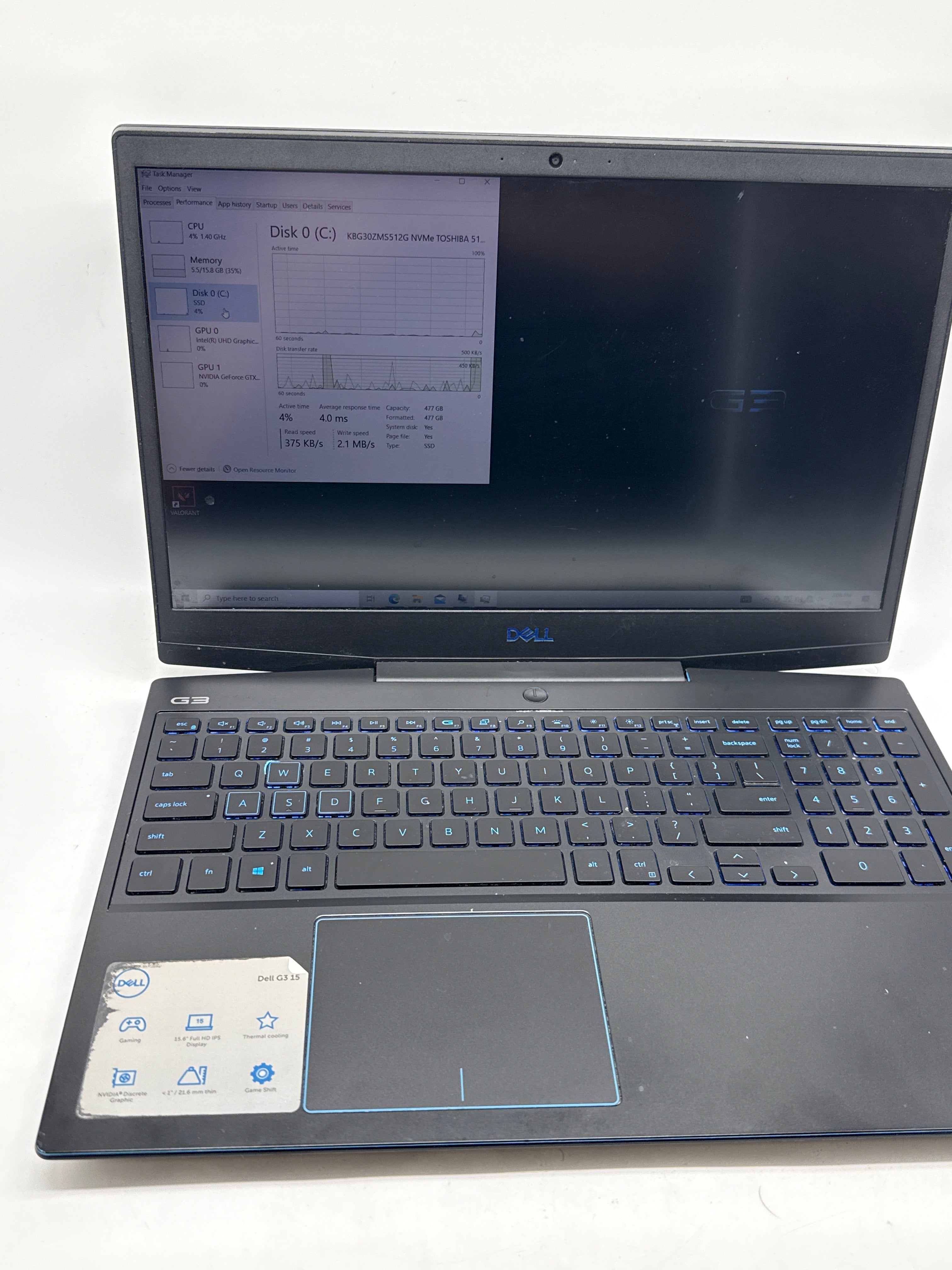 Dell G3 3590 15" Core i7-9750H 16GB 512GB SSD GTX 1660 Ti - For Parts