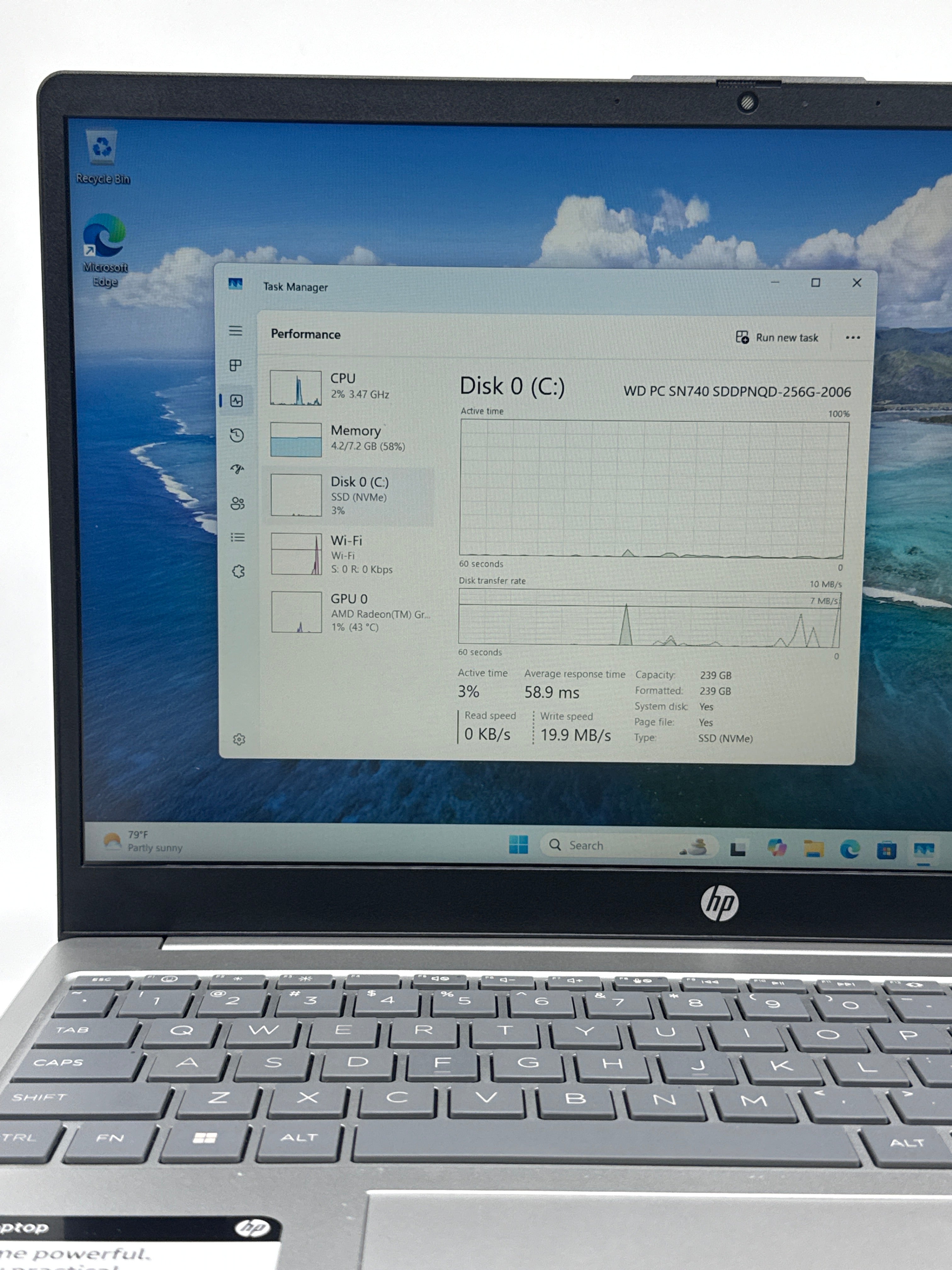 HP 15-fc0013od AMD Ryzen 3 7320U 8GB RAM 256GB SSD