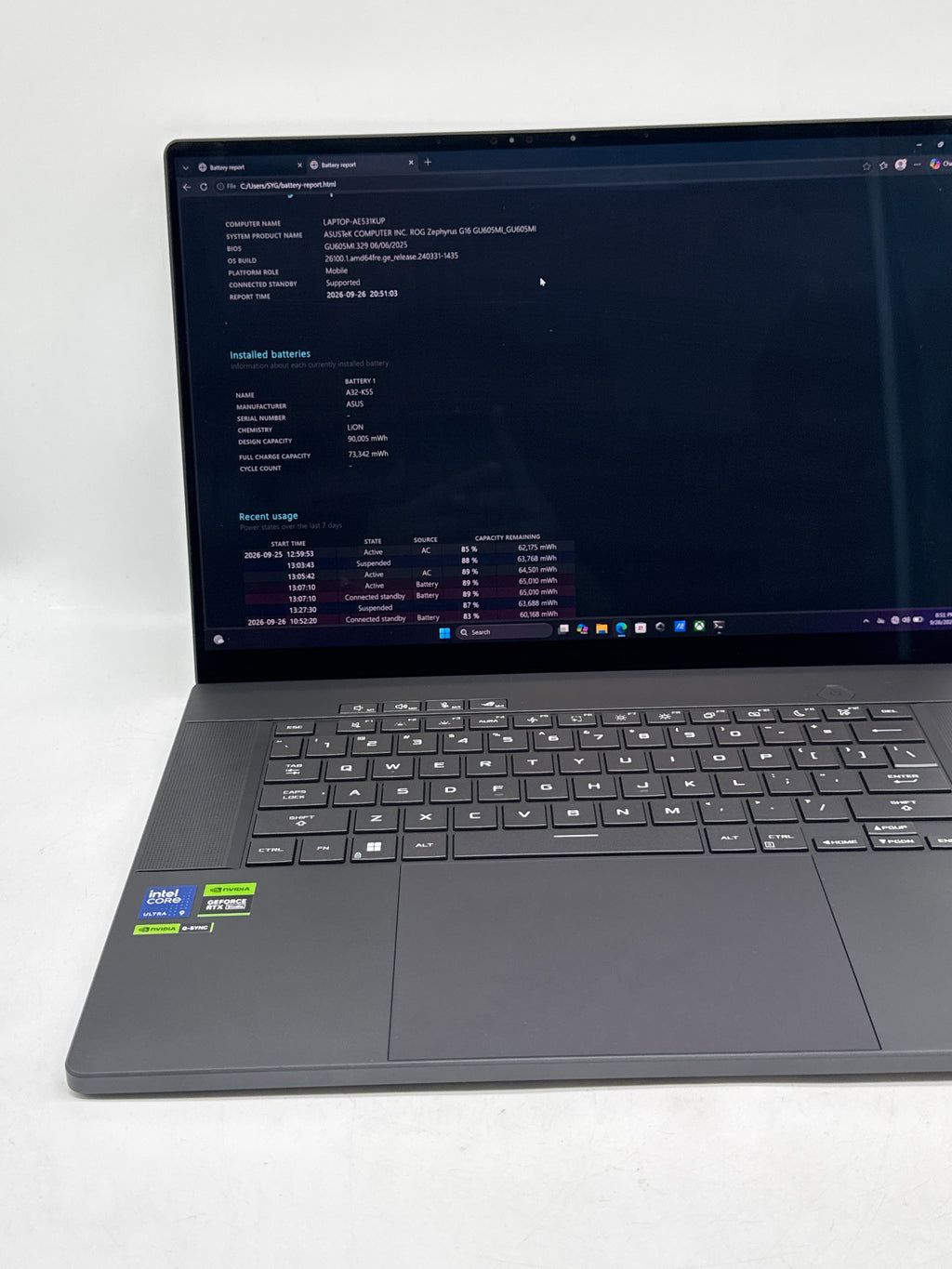 Asus ROG Zephyrus G16 GU605MI Ultra 9 185H 16GB 1TB RTX 4070 - Used