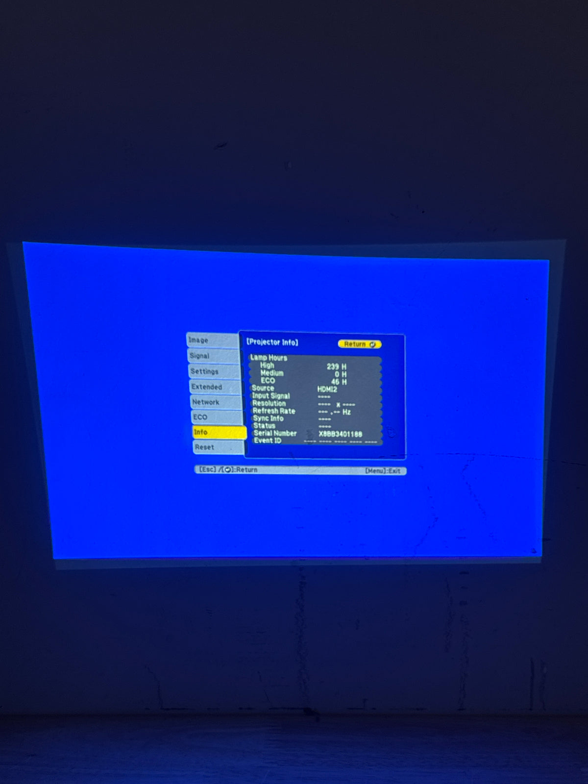 Epson PowerLite 119W H985A WXGA 3LCD Projector HDMI - Used