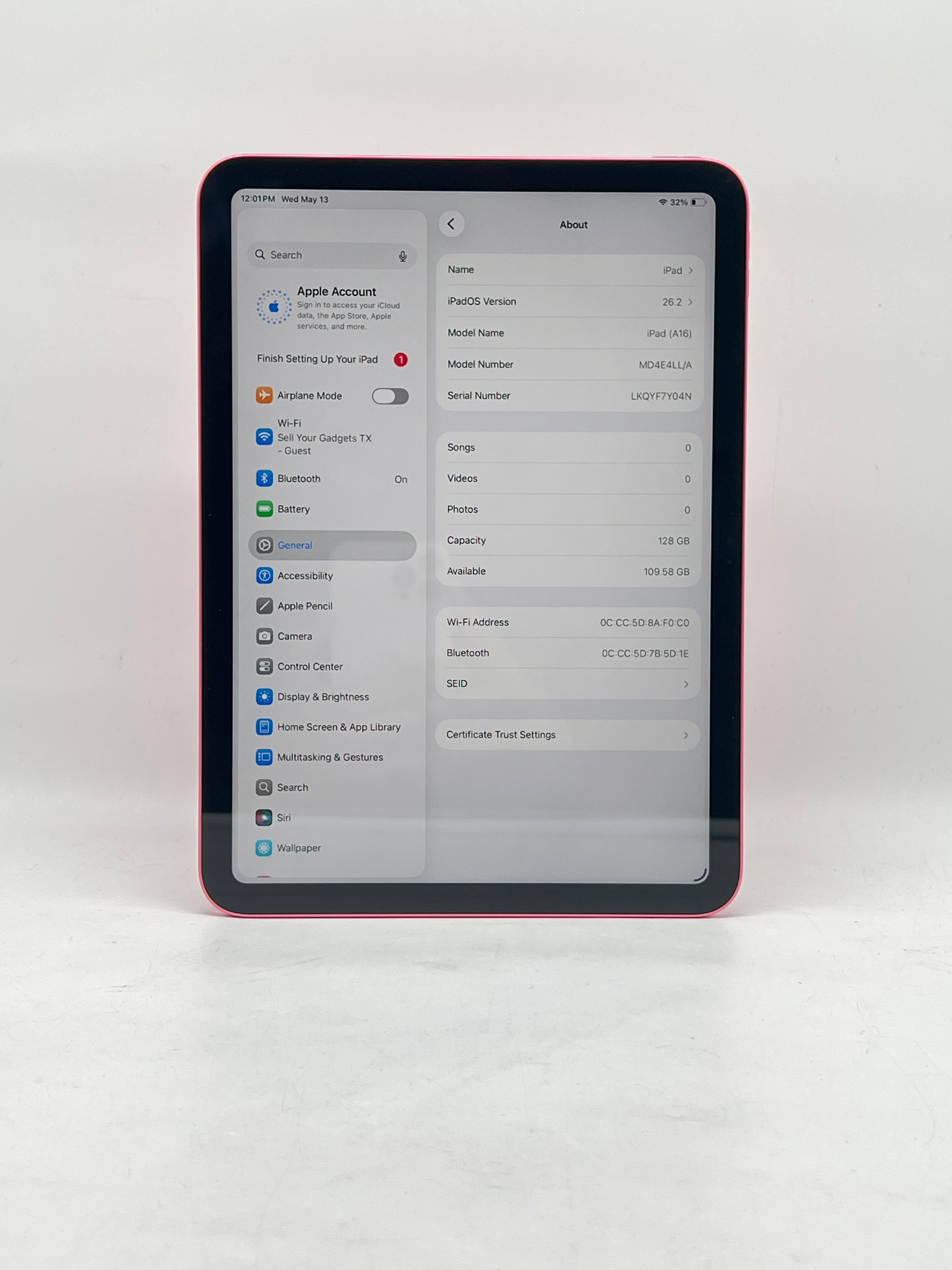 Apple iPad 11th Gen A16 128GB Wi-Fi Pink - Used