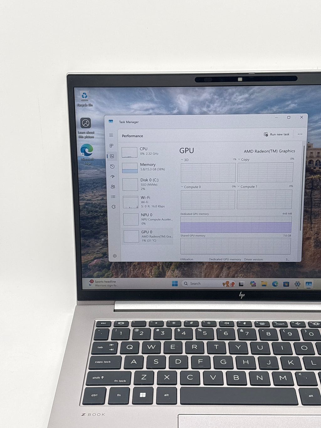 HP ZBook Firefly 14 G11 Ryzen 5 Pro 8640HS 16GB RAM 256GB SSD