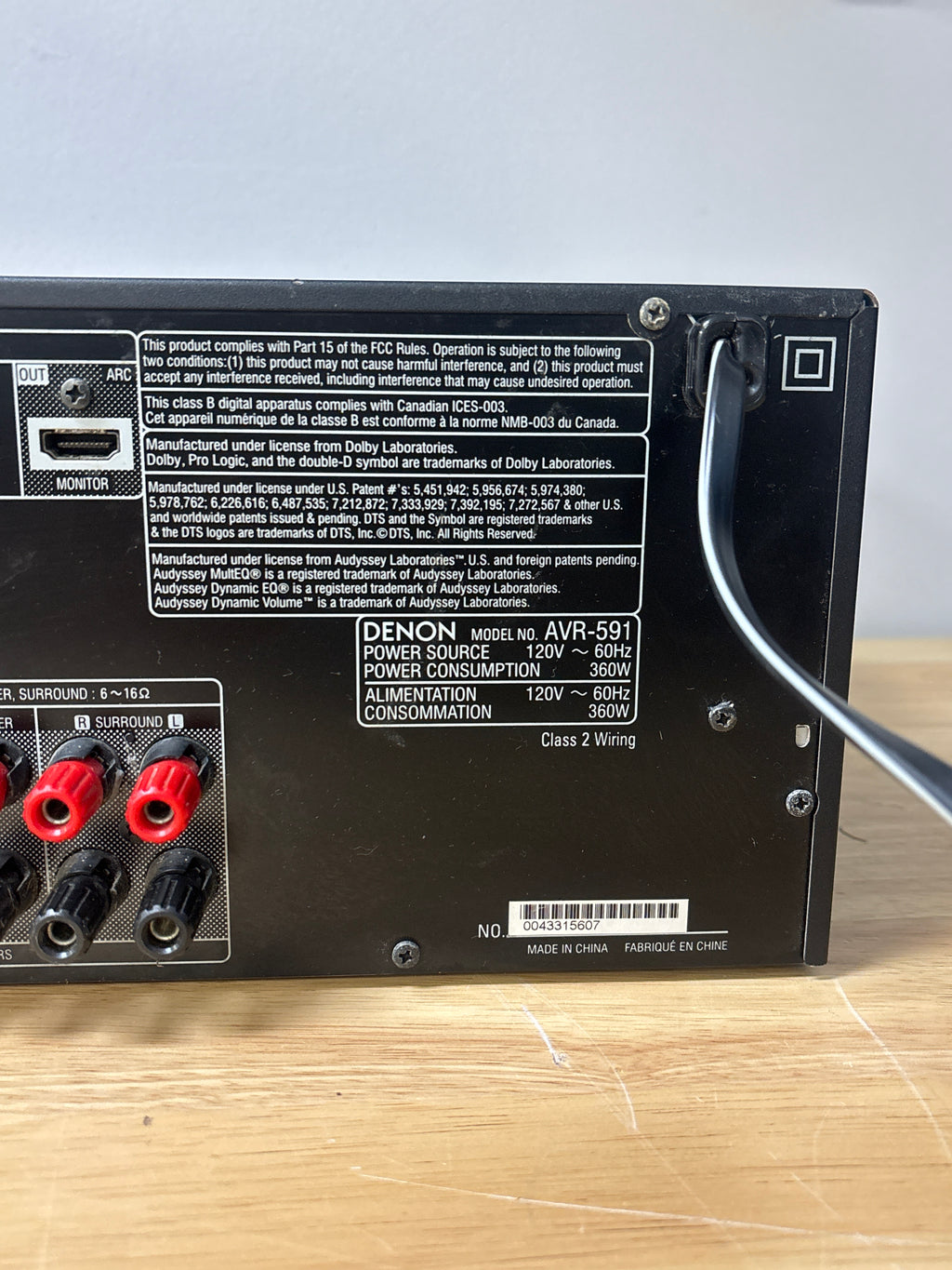 Denon AVR-591 5.1 Channel A/V Receiver Black