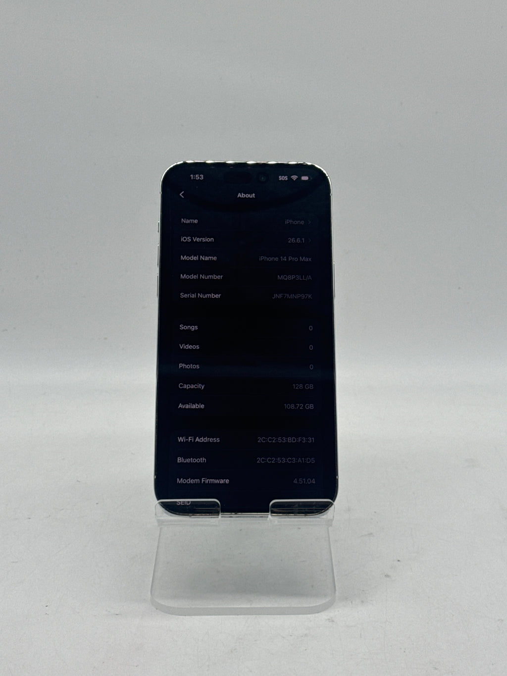 Apple iPhone 14 Pro Max 6.7" A2651 128GB Unlocked Silver - Used
