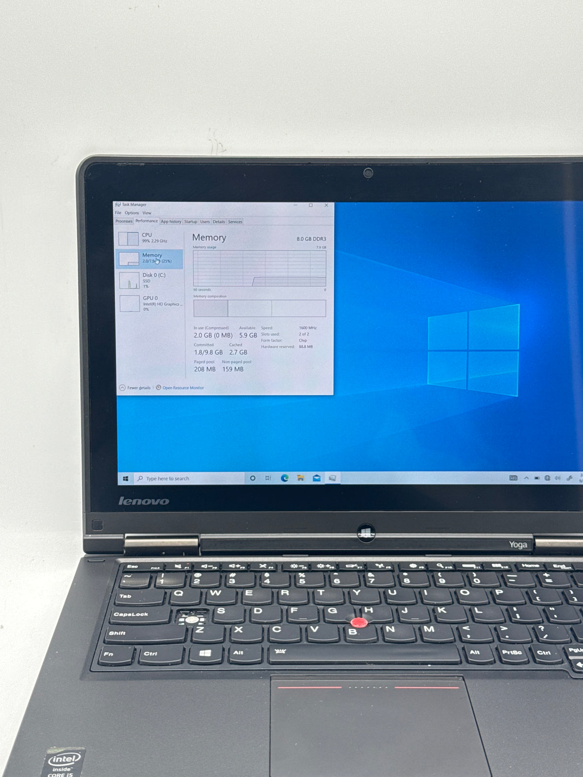 Lenovo Type 20CD 12.5" Intel Core i5-4200U 8GB RAM 128GB SSD Black - Missing Key